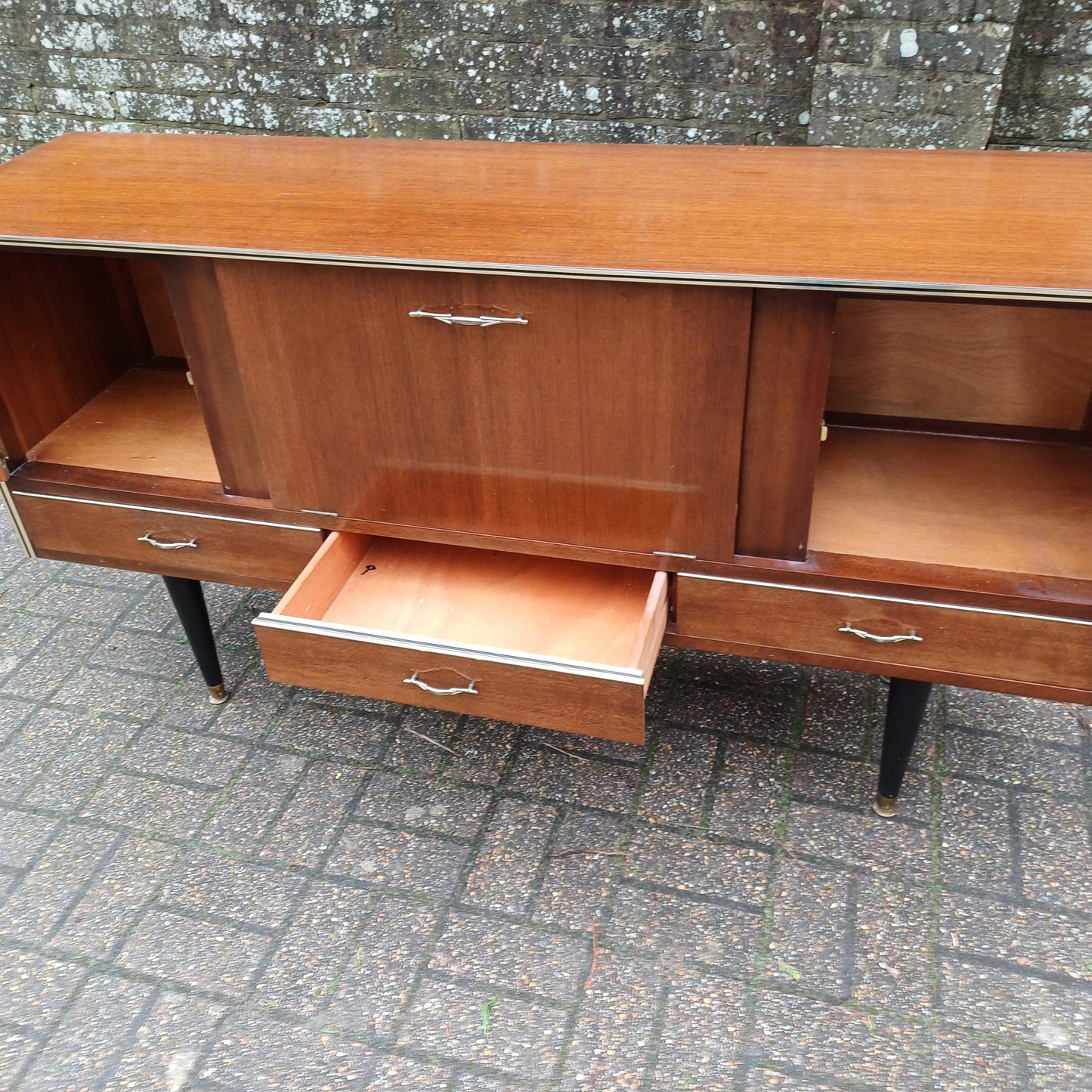 Mid-Century Vintage Retro French Cocktail Sideboard with Illuminated Bar Section FREE HAND Delivery.