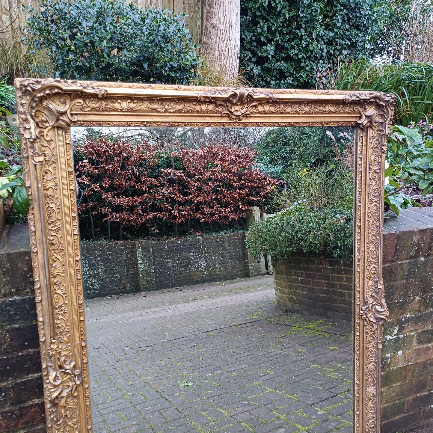 Huge Imposing and Intricate Detailed Victorian Gold Gold Framed Mirror FREE HAND Delivery 136 x 102 cm Will Hang Either Way