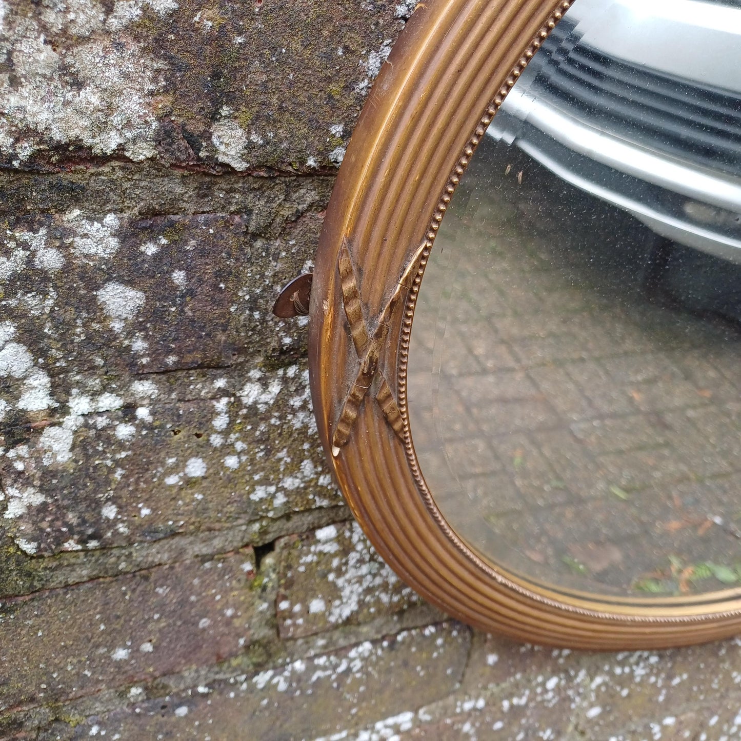 Pretty and Large Victorian Gold Gold Oval Decorative Wall Mirror