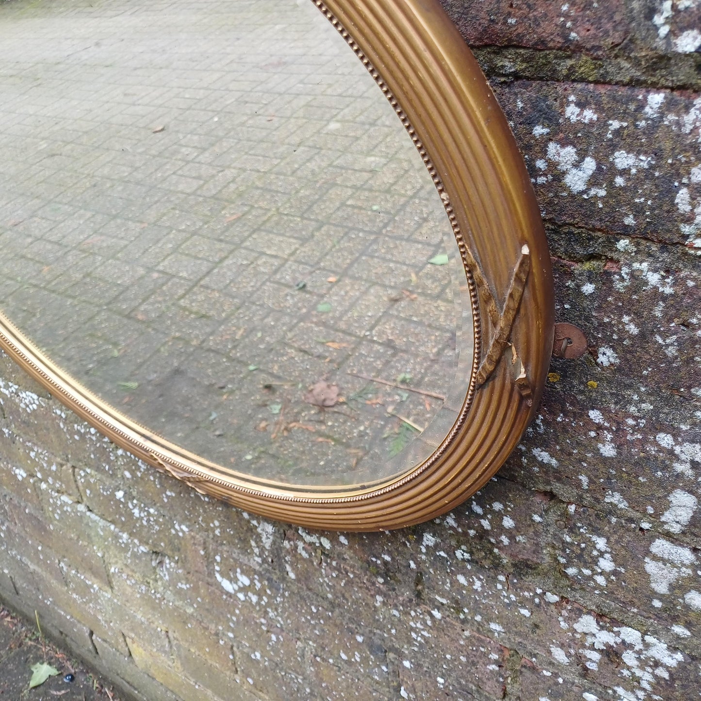 Pretty and Large Victorian Gold Gold Oval Decorative Wall Mirror