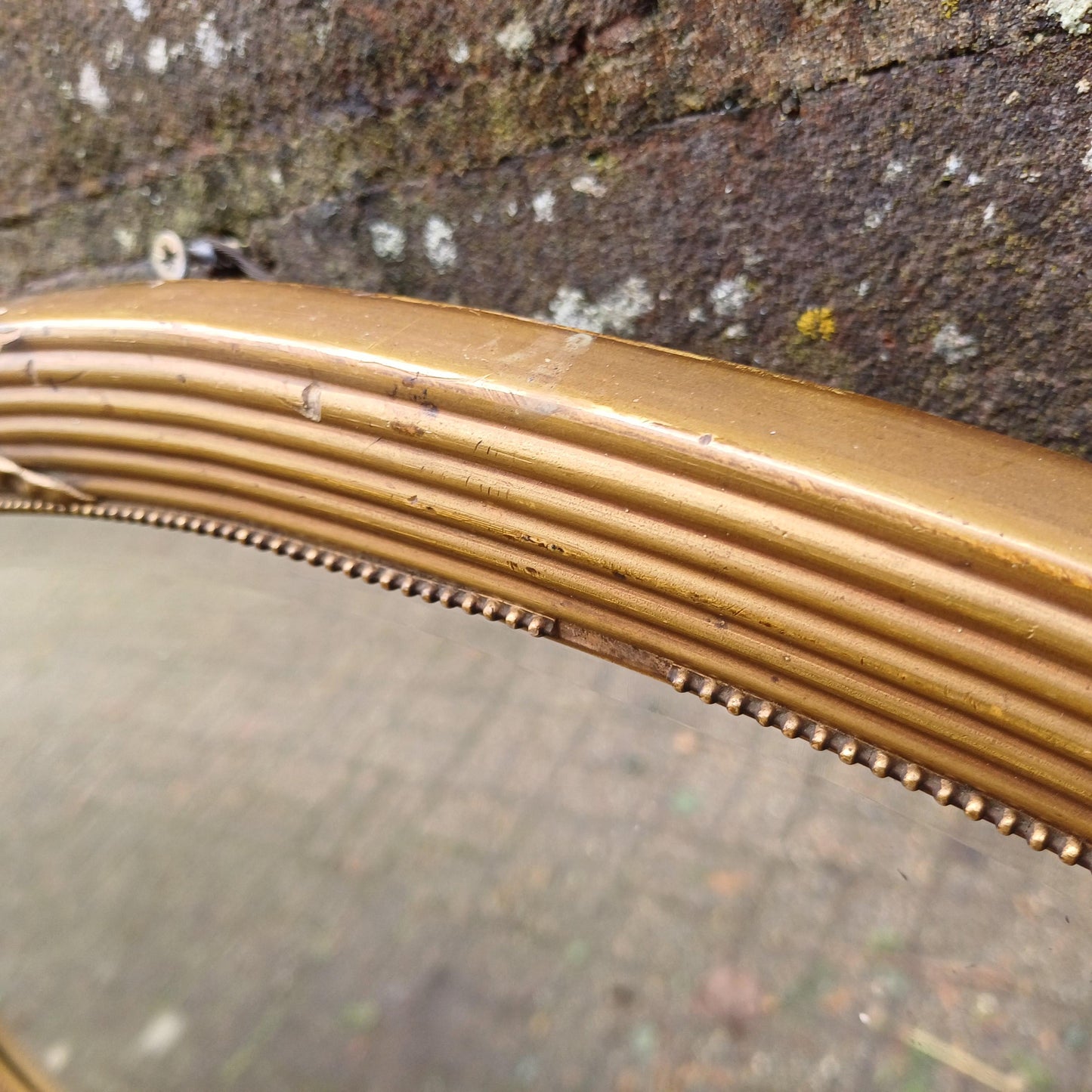 Pretty and Large Victorian Gold Gold Oval Decorative Wall Mirror