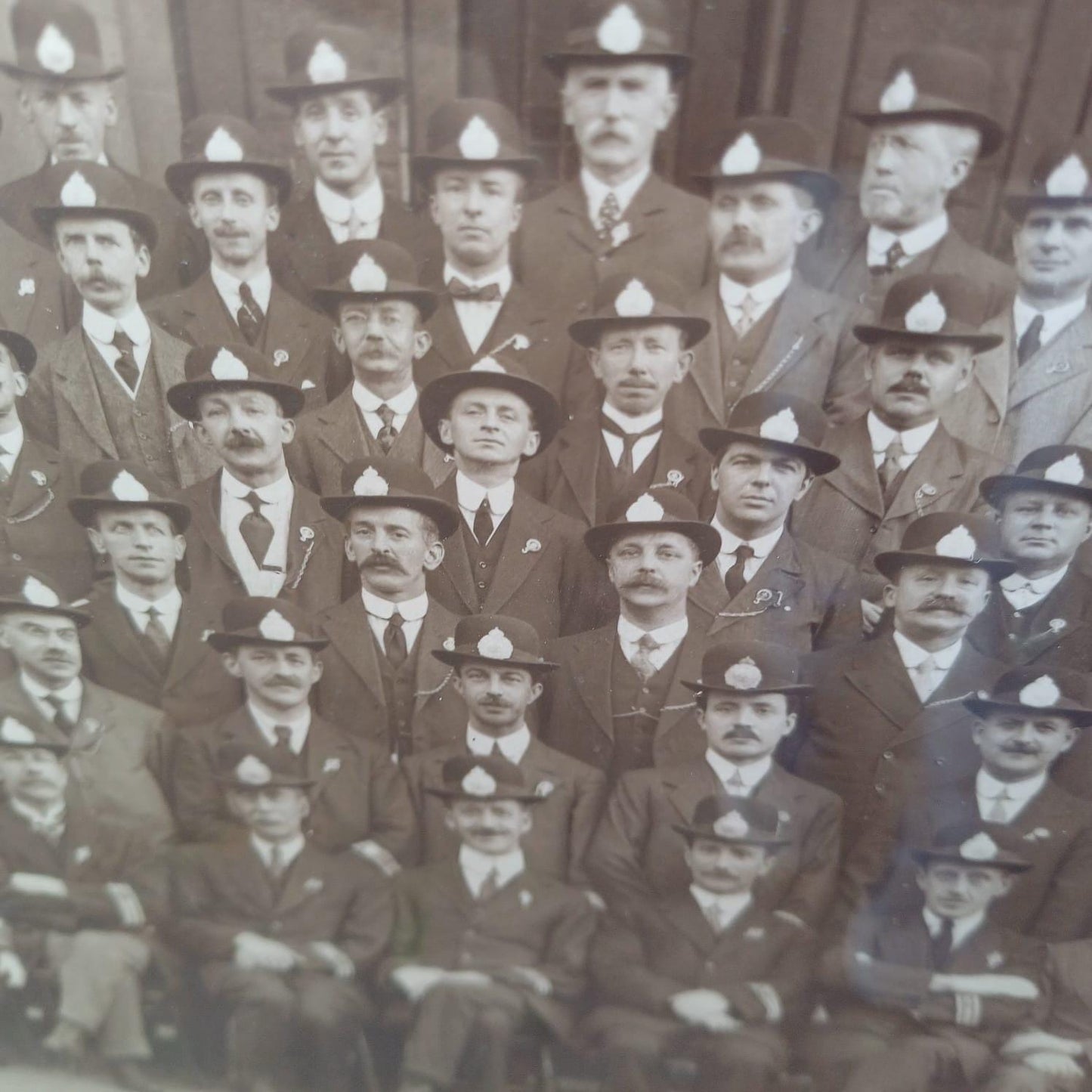 Antique Nottingham (volunteer) Police photograph from 1917, WW1 in black vintage glazed frame - large photo of Nottingham Special Constables