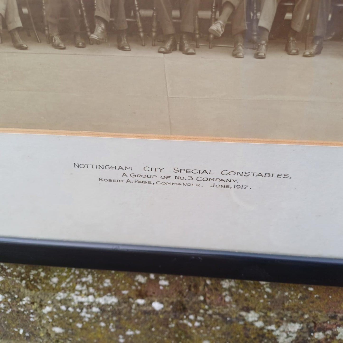 Antique Nottingham (volunteer) Police photograph from 1917, WW1 in black vintage glazed frame - large photo of Nottingham Special Constables