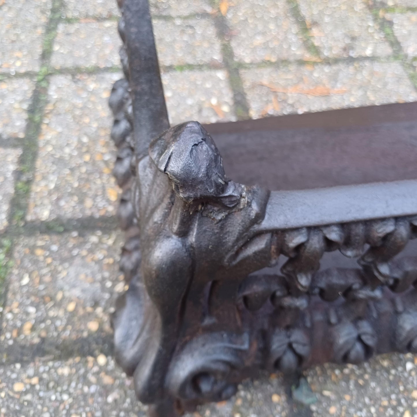 Large Black Cast Iron Vintage Victorian Pierced Fireplace Fender Guard