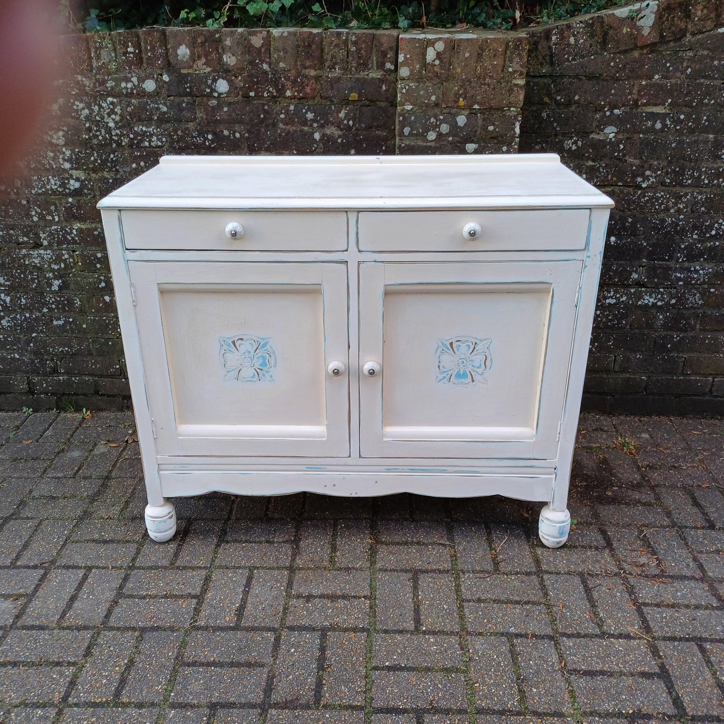 Vintage 50s Painted Cupboard Sideboard with Hand Distressed Bespoke Finish FREE HAND Delivery