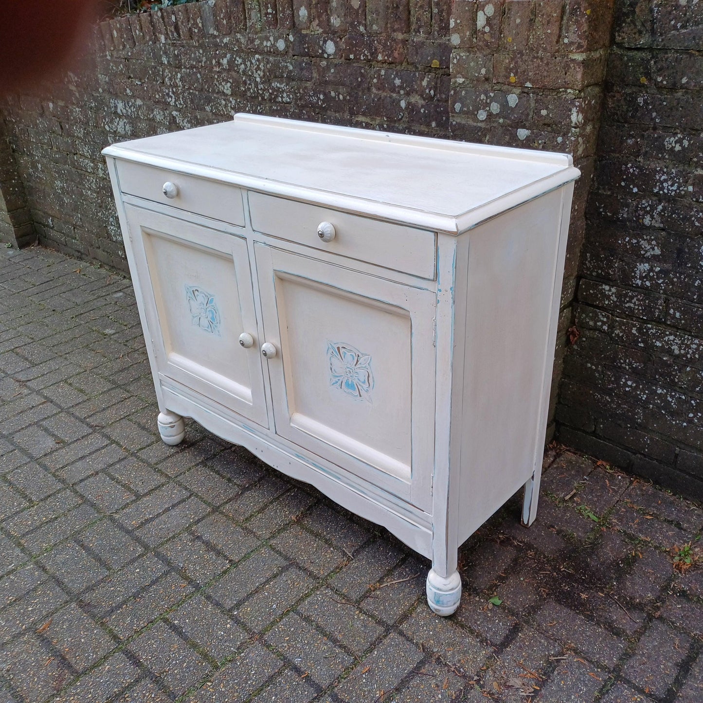 Vintage 50s Painted Cupboard Sideboard with Hand Distressed Bespoke Finish FREE HAND Delivery