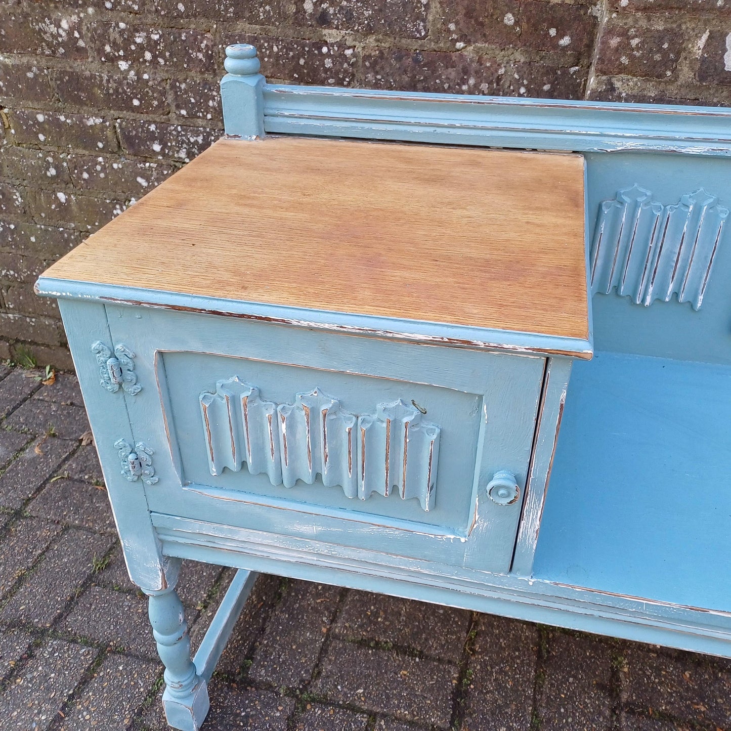 Beautiful Vintage Mid Century Telephone Bench Table Hand Painted Upcycled Stripped Top FREE HAND Delivery