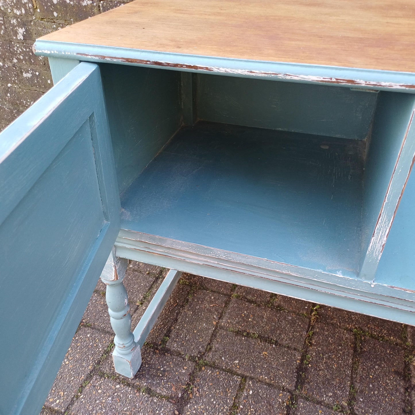 Beautiful Vintage Mid Century Telephone Bench Table Hand Painted Upcycled Stripped Top FREE HAND Delivery