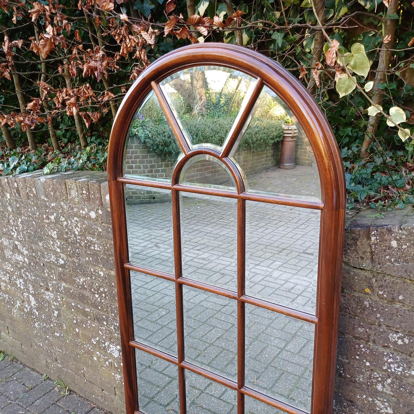 Huge Imposing Vintage Style Solid Mahogany Mirror – Bevelled Glass, Exceptional Quality 169 x 81 cm FREE HAND Delivery 16 Bevel Glass Panels