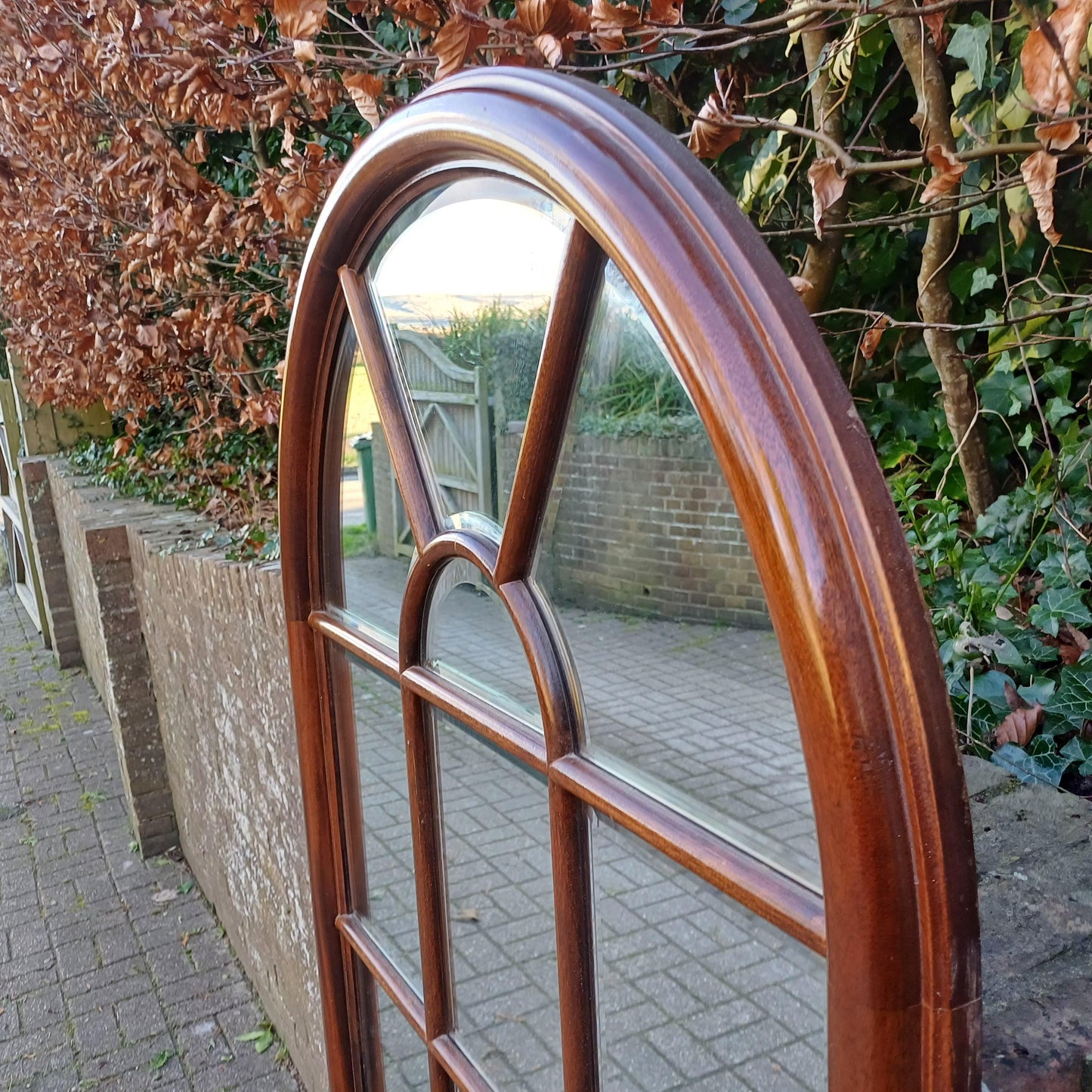 Huge Imposing Vintage Style Solid Mahogany Mirror – Bevelled Glass, Exceptional Quality 169 x 81 cm FREE HAND Delivery 16 Bevel Glass Panels