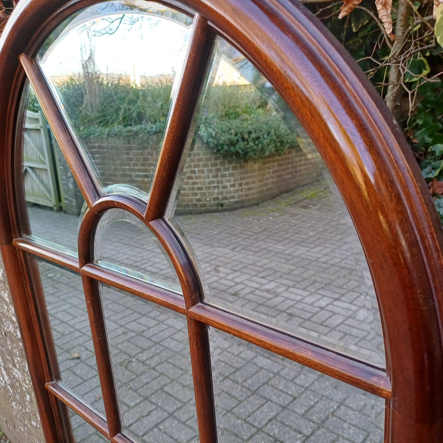 Huge Imposing Vintage Style Solid Mahogany Mirror – Bevelled Glass, Exceptional Quality 169 x 81 cm FREE HAND Delivery 16 Bevel Glass Panels