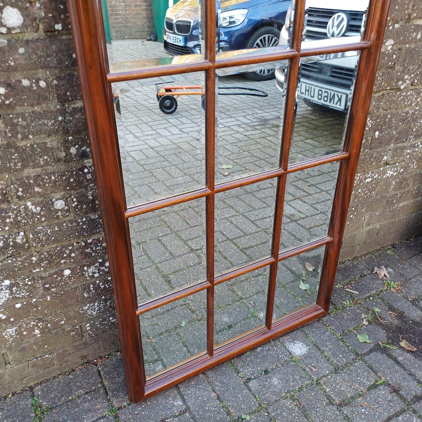 Huge Imposing Vintage Style Solid Mahogany Mirror – Bevelled Glass, Exceptional Quality 169 x 81 cm FREE HAND Delivery 16 Bevel Glass Panels