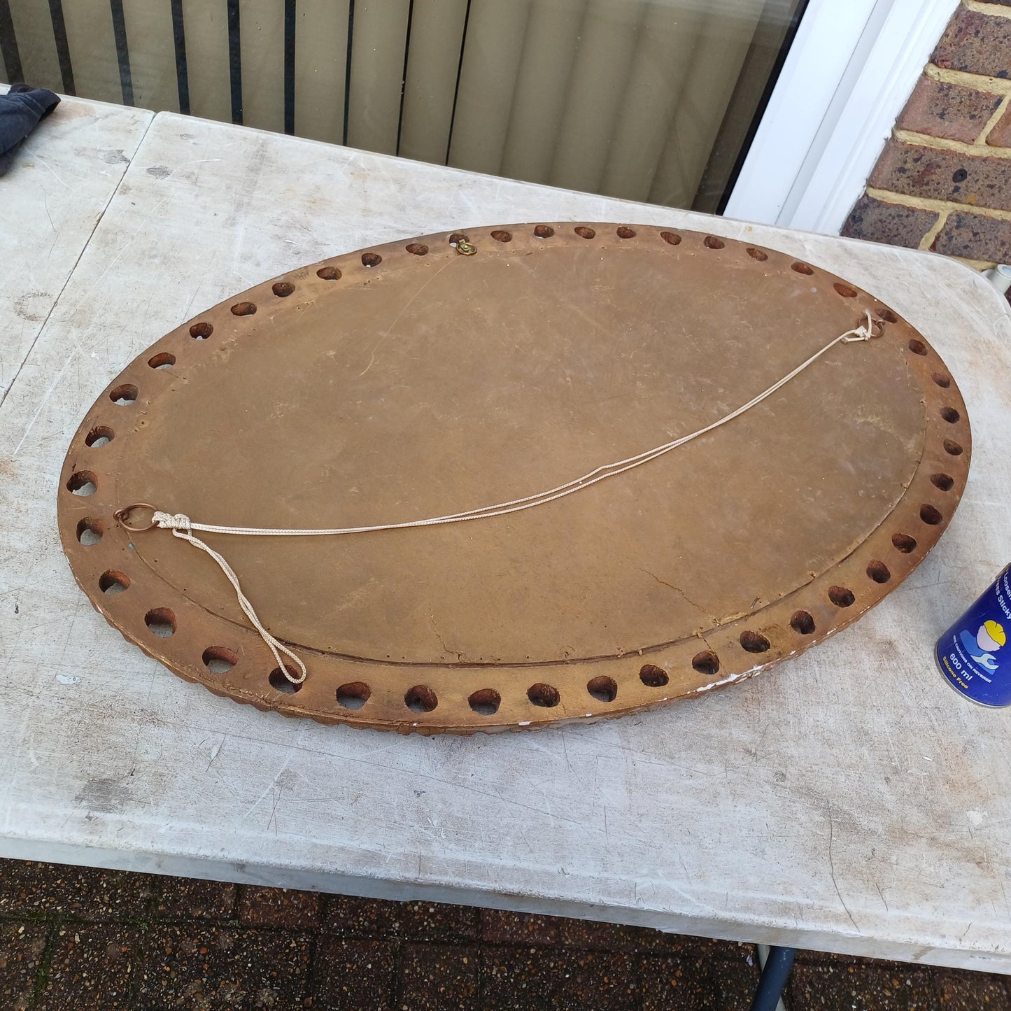 Beautiful Age Worn Gold Red with Highlights Oval Mirror Bevelled Glass 50 x 77 cm