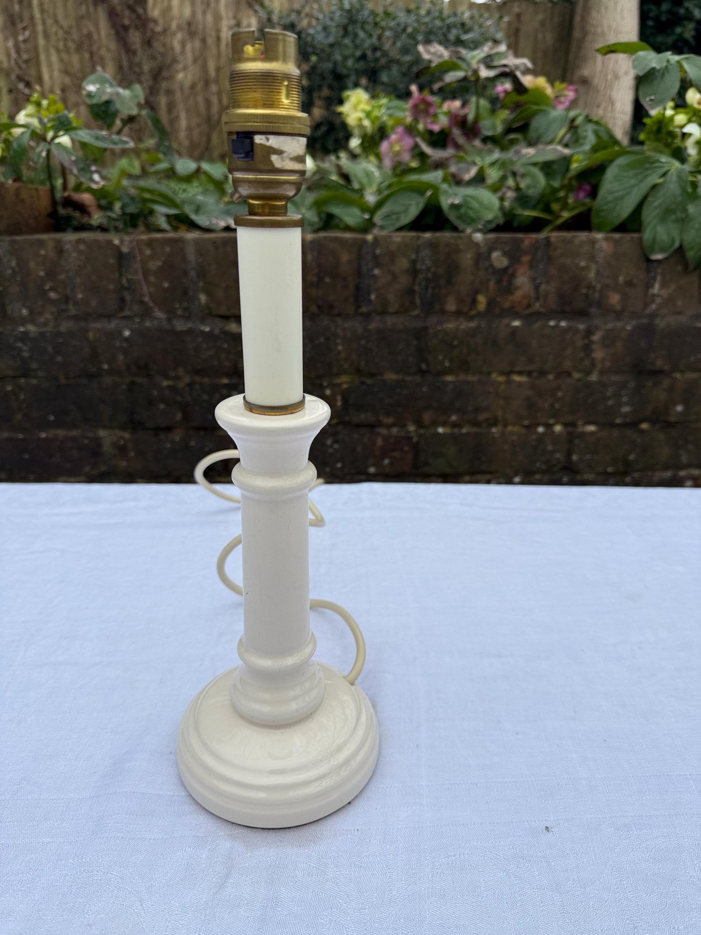 Vintage M&S Cream Candlestick Table Lamp - Marks and Spencer lamp, PAT tested