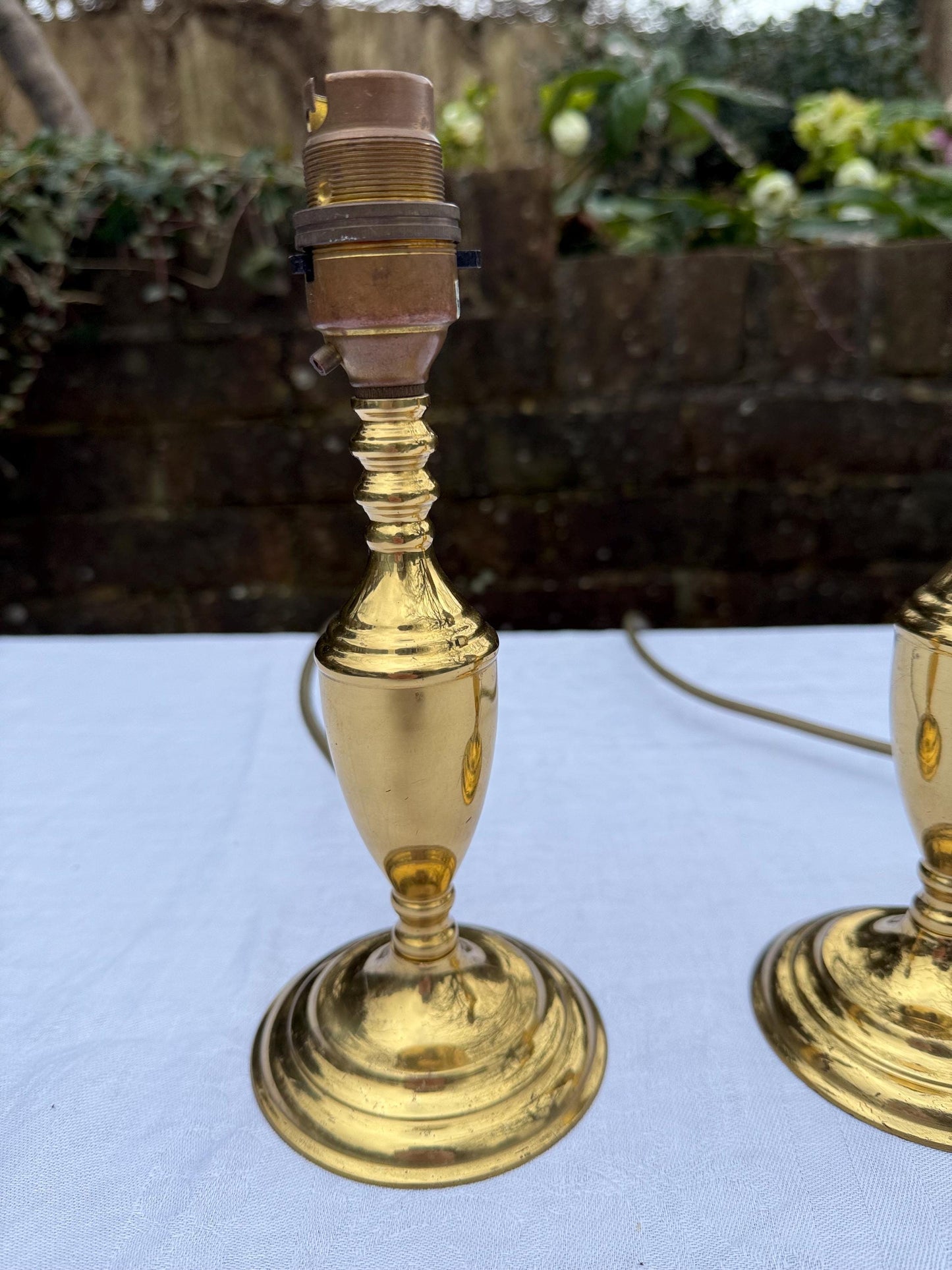 Superb Solid Brass small vintage table lamps, 1970s/80s, matching pair, bedside lamps, working and PAT tested