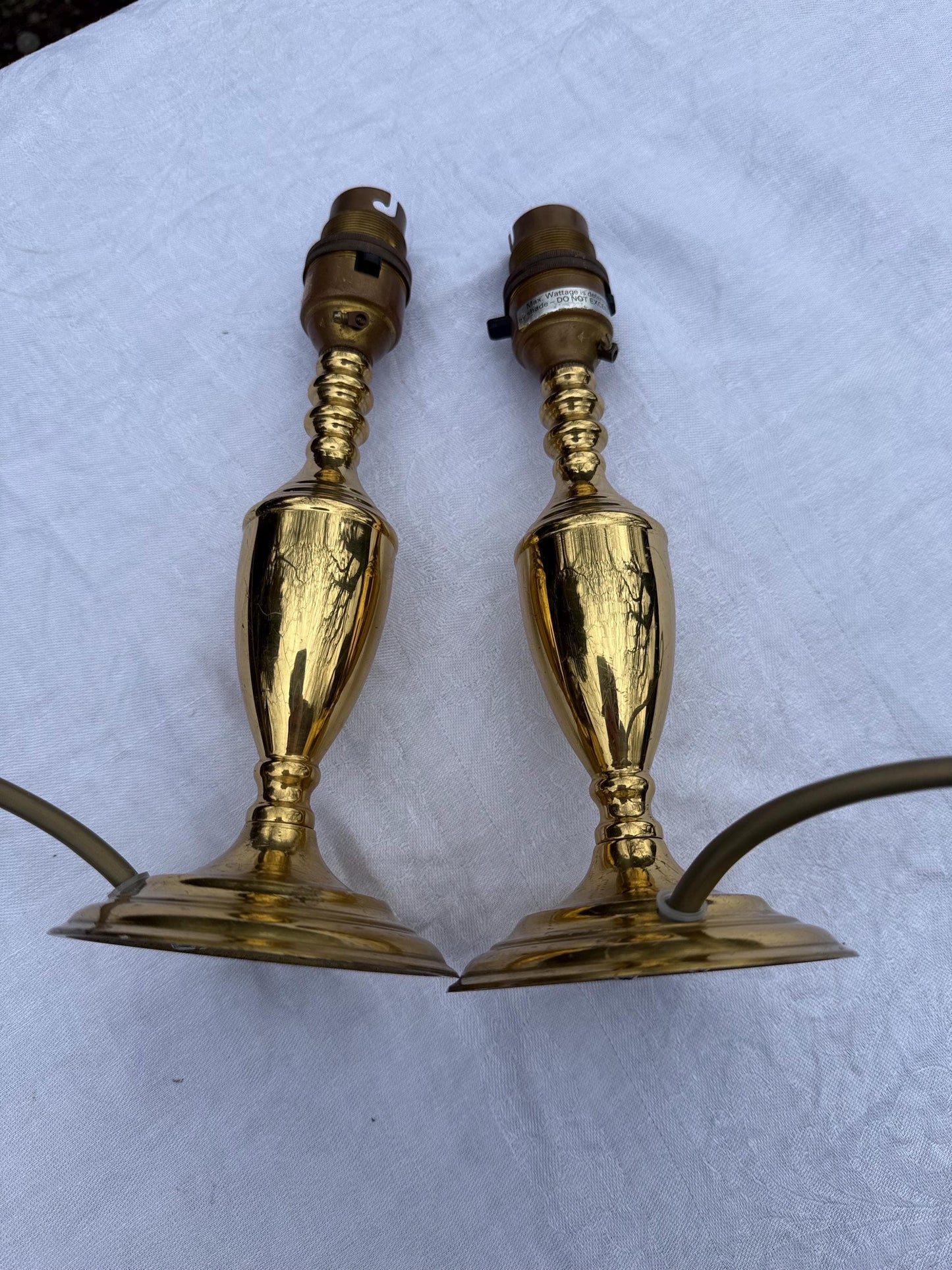 Superb Solid Brass small vintage table lamps, 1970s/80s, matching pair, bedside lamps, working and PAT tested