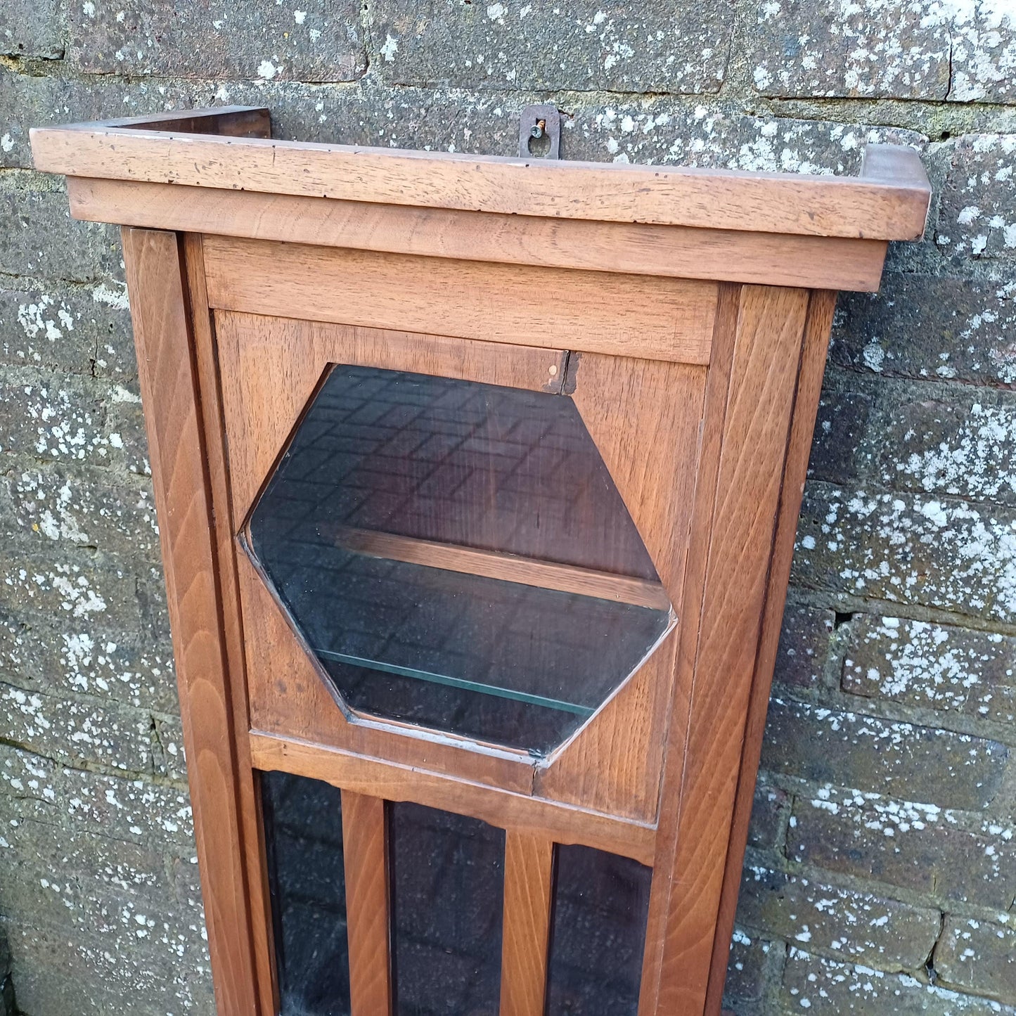 Quirky French Upcycled Glazed Storage or Display Cupboard – Stripped Glass Shelf Clock Conversion