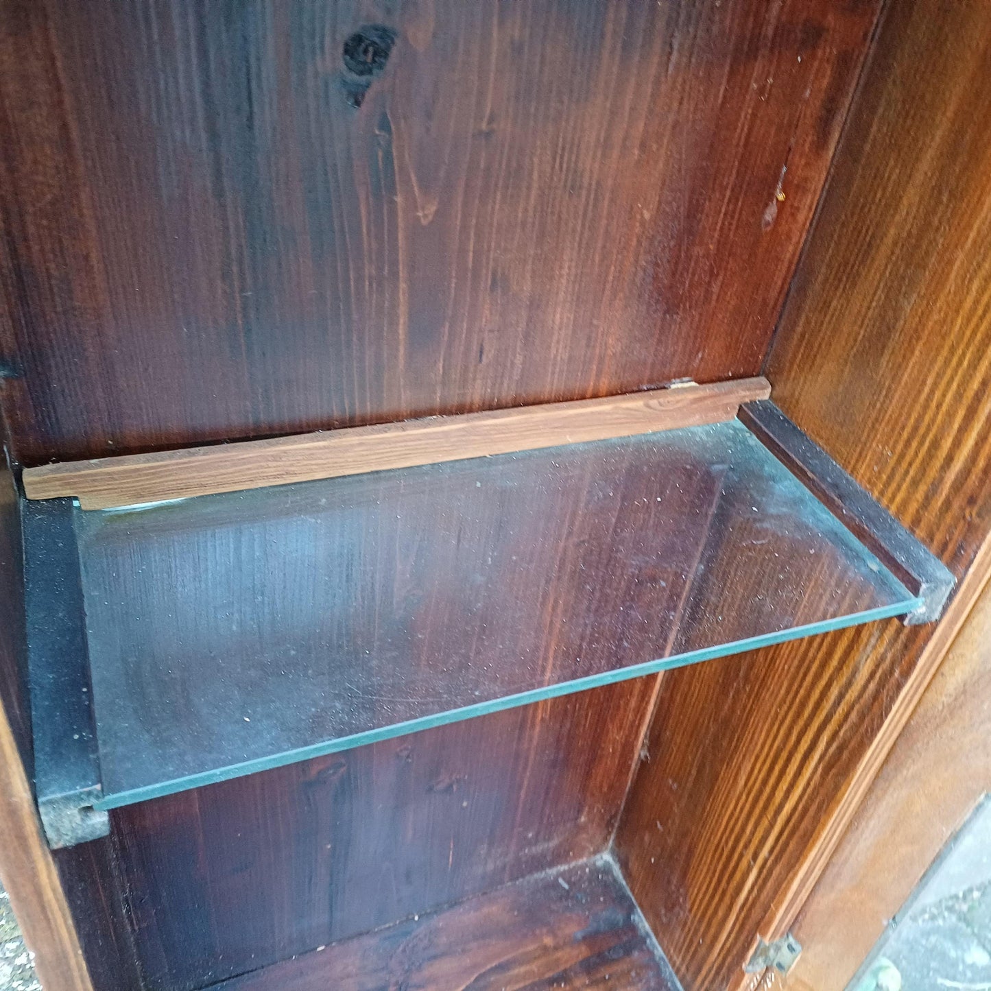 Quirky French Upcycled Glazed Storage or Display Cupboard – Stripped Glass Shelf Clock Conversion