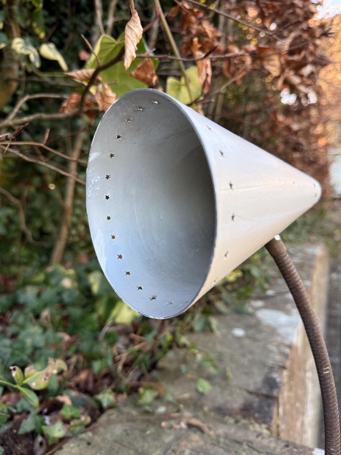 Original Early Retro Metal Desk Lamp, adjustable, European - white metal with star detail, original finishes, PAT tested and working