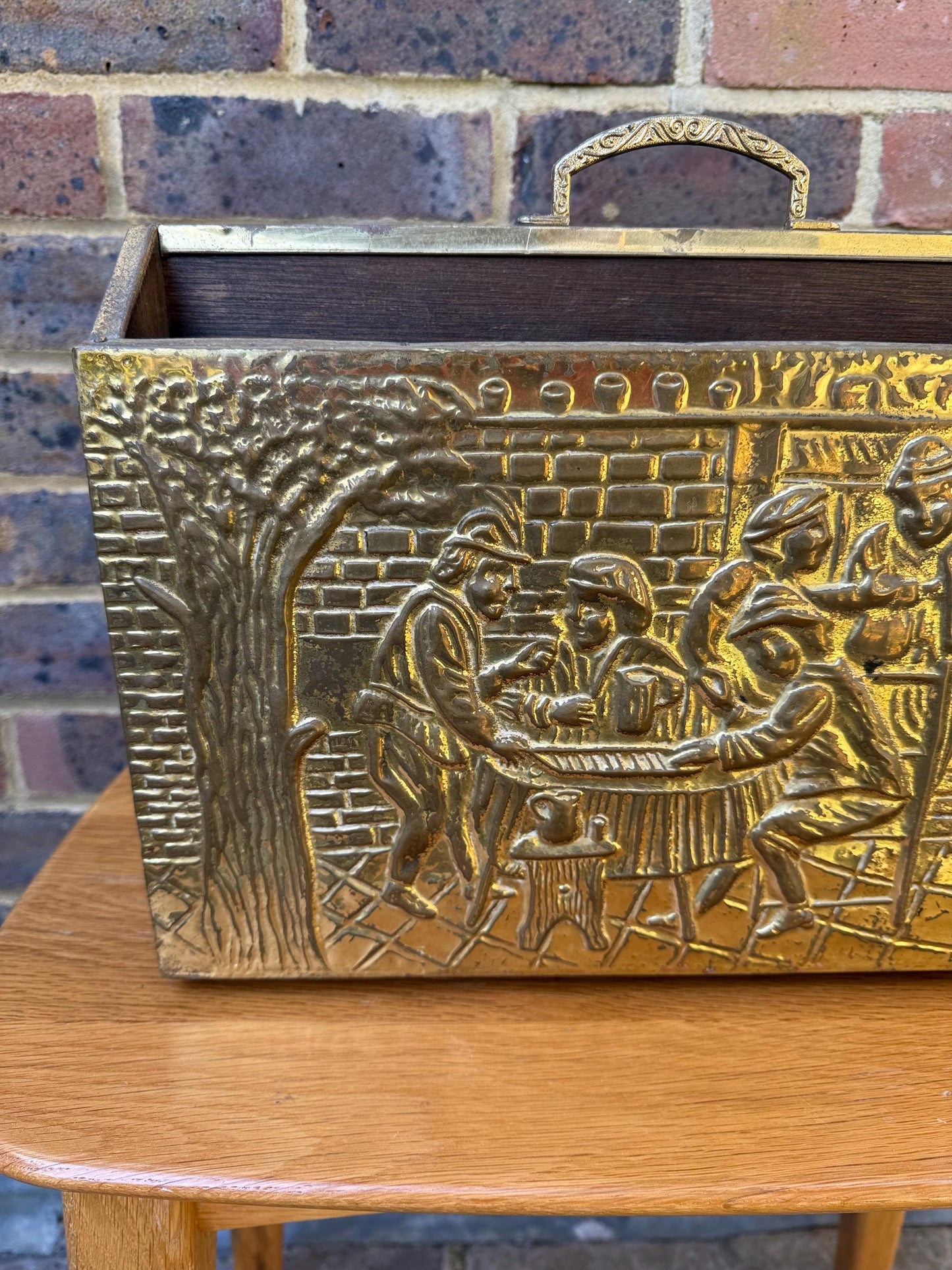 Vintage Mid-Century Brass Medieval Style Magazine Rack – Medieval Tavern Style Decor for Classic Charm