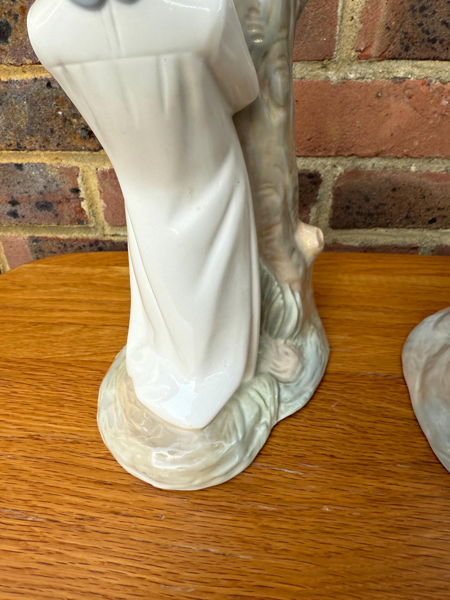 Pair Vintage Retro Lladro Bedtime Character Porcelain Lamps - Going to Bed, Kiss Me Goodnight - PAT tested, Excellent condition