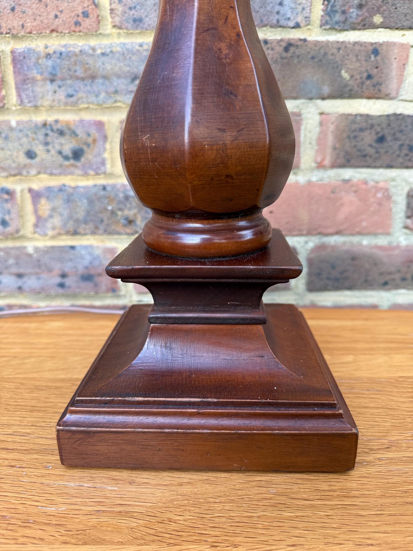 Chunky Wooden Vintage Retro Table Lamp - working, PAT tested 43cm tall