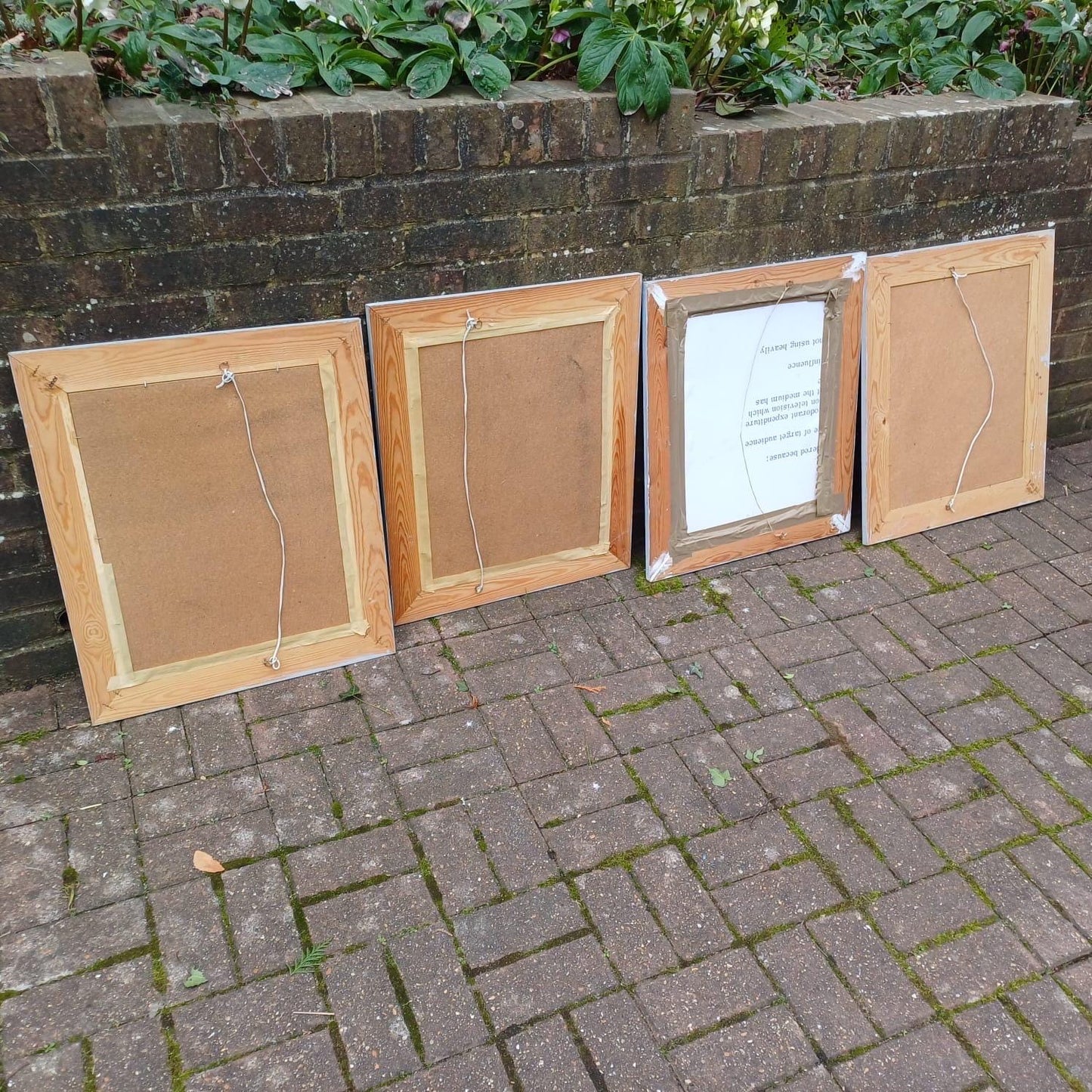 Four Large Painted Grey and Gold Pine Wooden Frames, Ready to Hang (approx 55cm x 65cm)