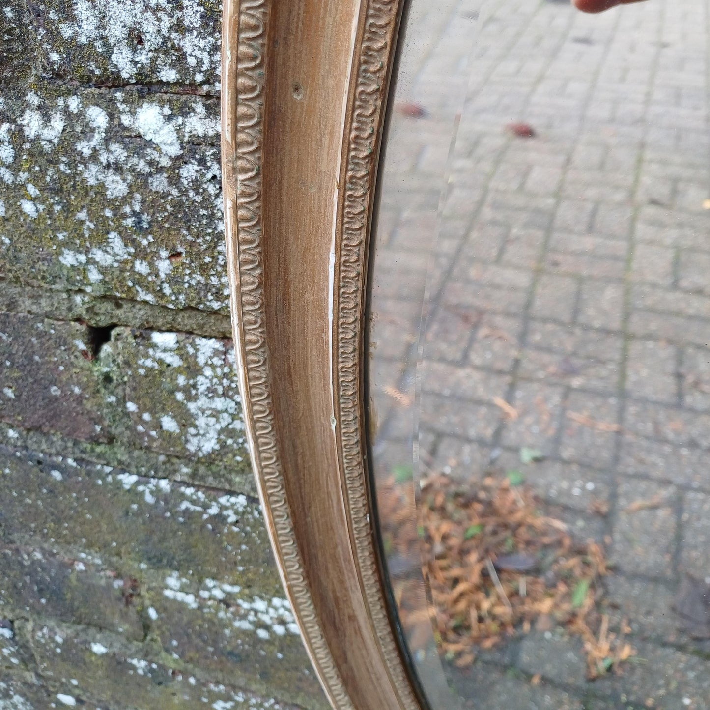 Bespoke Superior Vintage Oval Gold Gilt Antique Mirror – Aged, Worn Effect with Original Thick Bevelled Glass