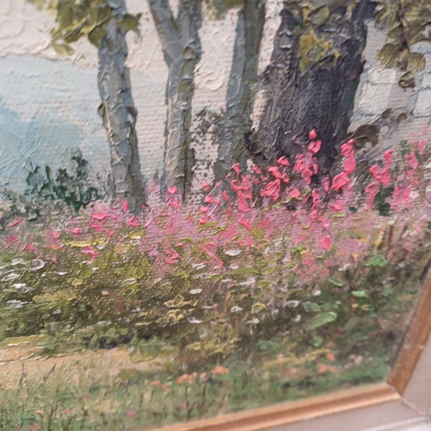 Original Oil Painting of Filleigh Village in Devon - Retro Oil Painting by F Sheppard in lovely retro frame