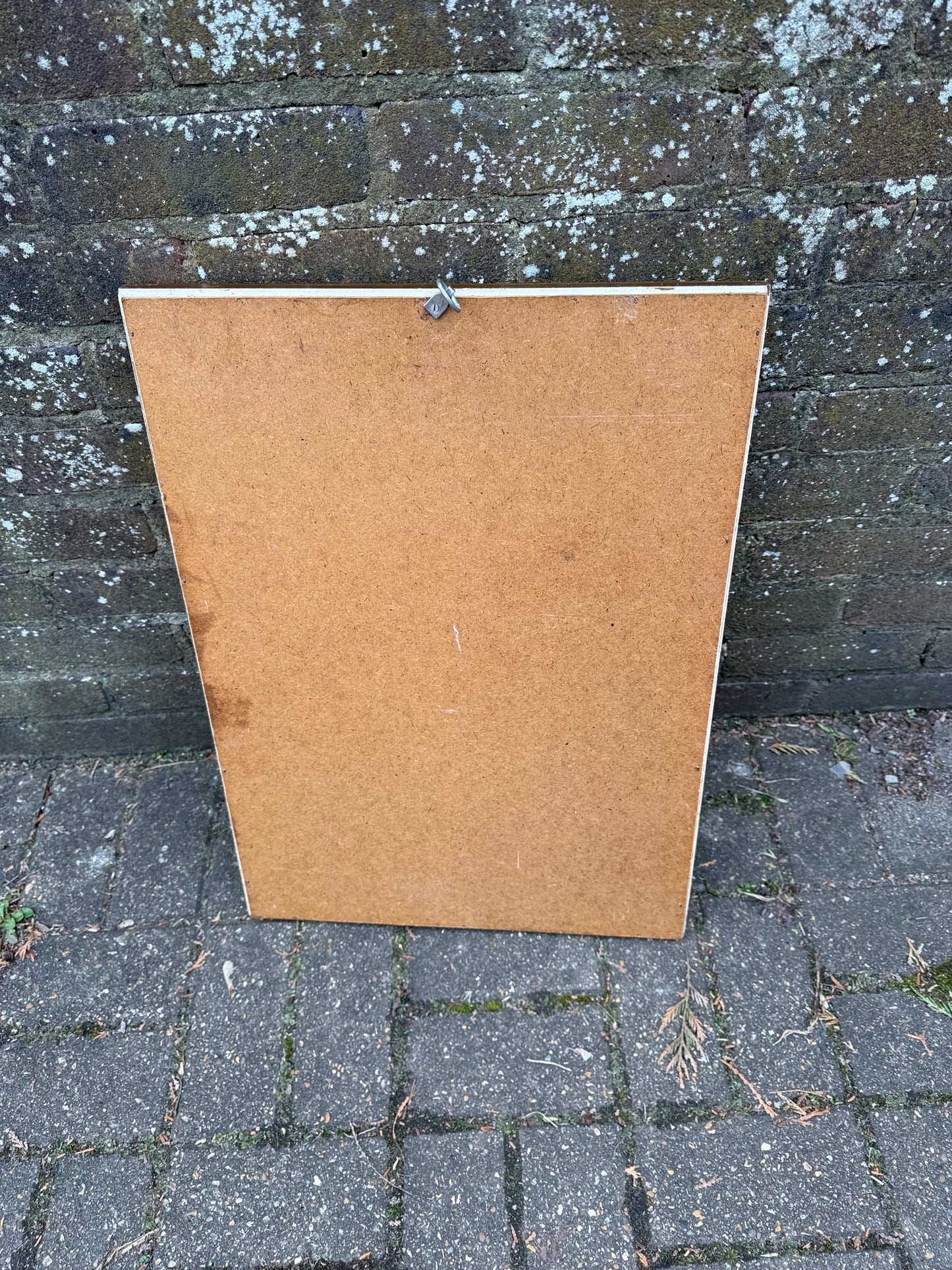 Hand finished Vintage 70s Retro Gilt Gold Wall Mirror with exposed white detail – vertical, portrait style