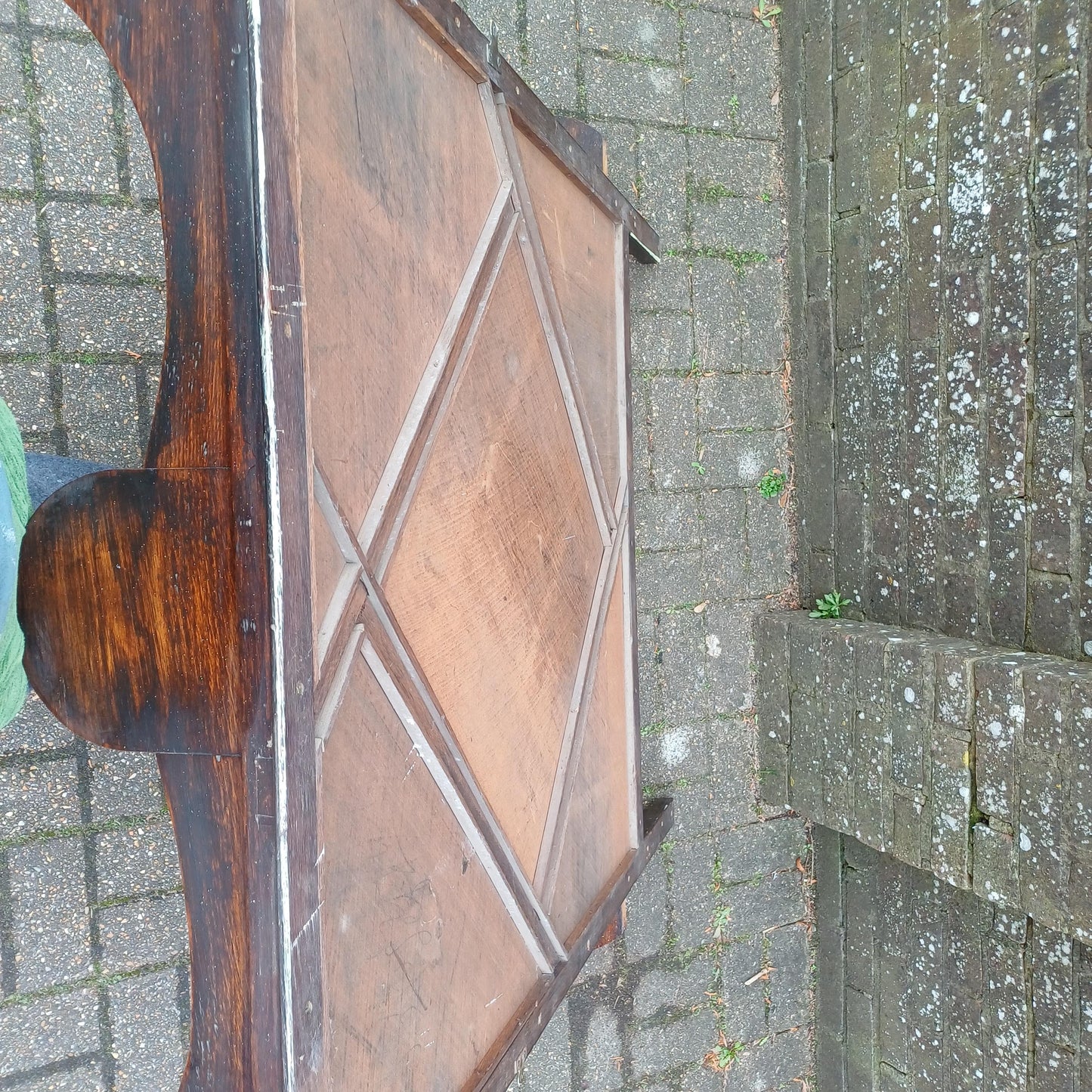 Rare Late Victorian Bevelled Wall Mirror Oak Frame 5Panel Glass Industrial Gothic Style Overmantel or Hanging Display FREE HAND Delivery
