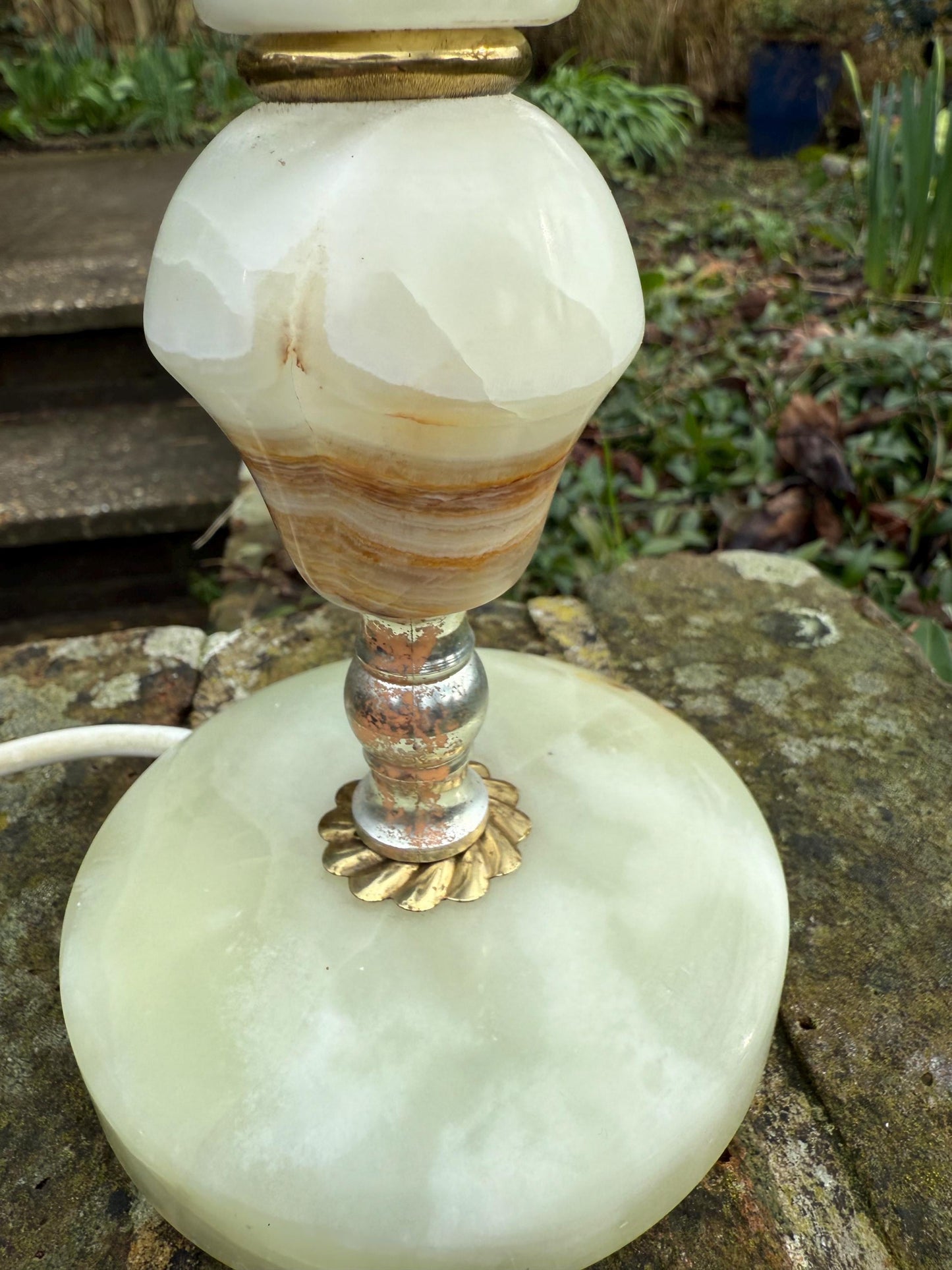 Classic retro onyx and metal vintage table lamp