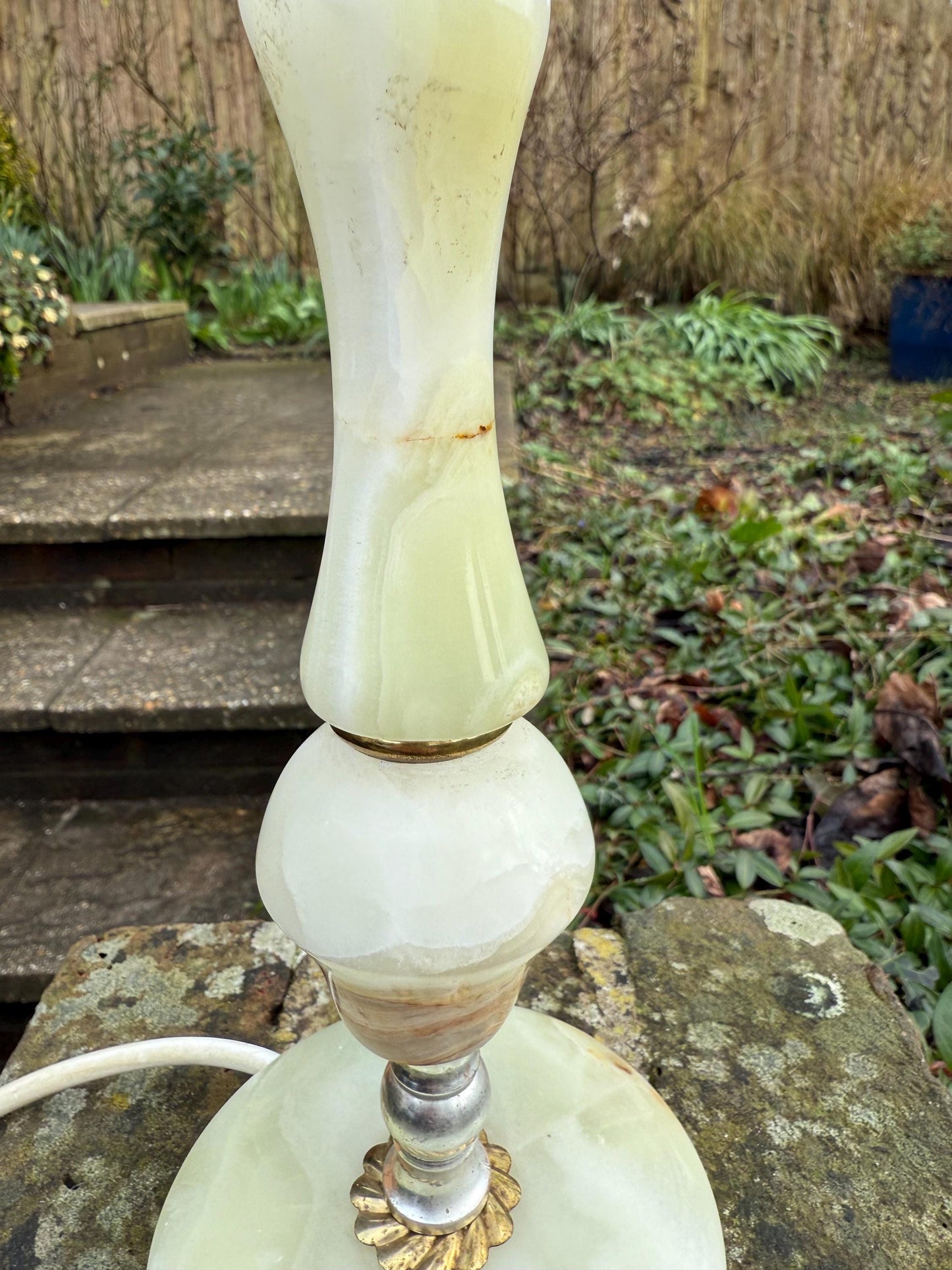 Classic retro onyx and metal vintage table lamp