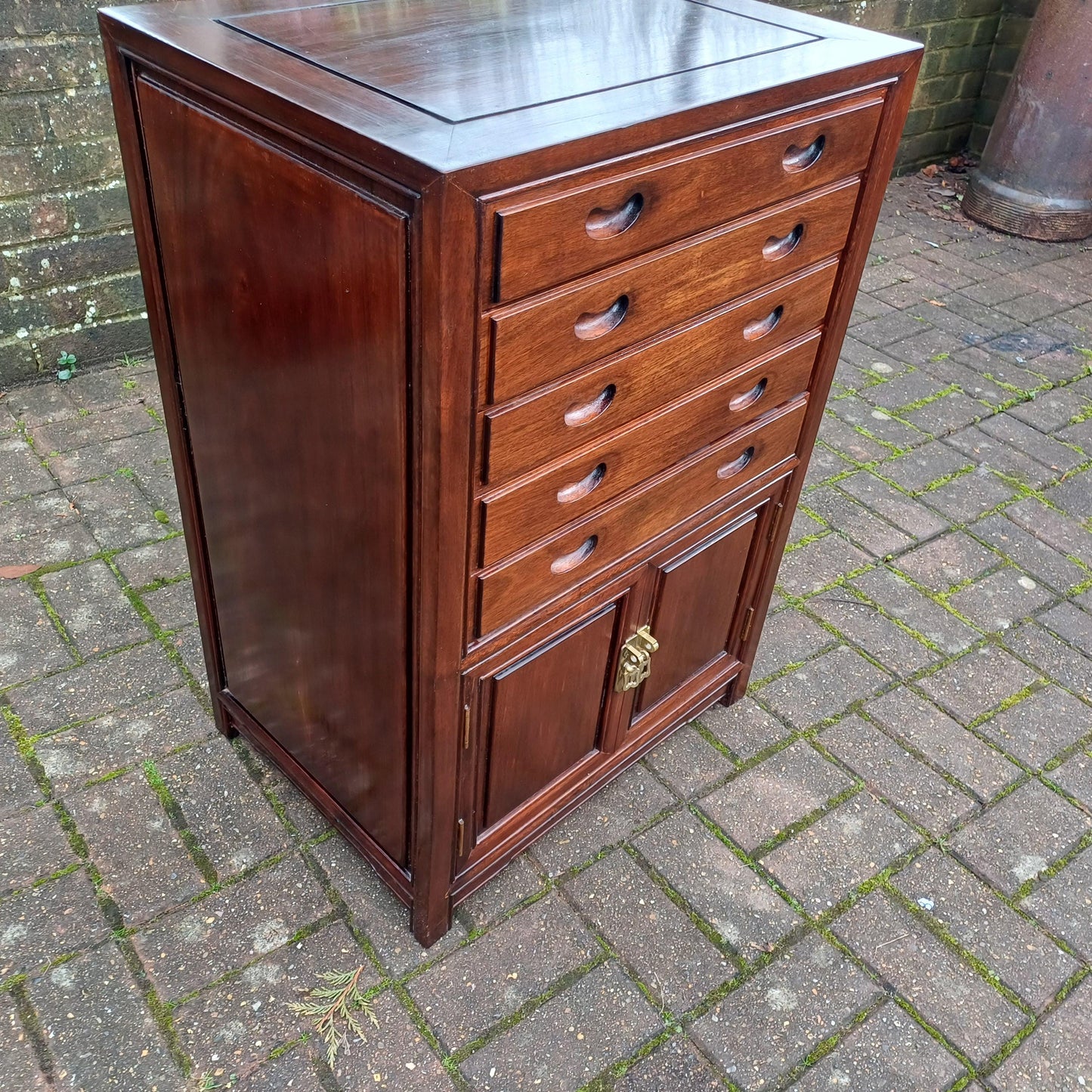 Vintage Chinese Oriental Style Silverware Cutlery Collectors Cabinet Drawers