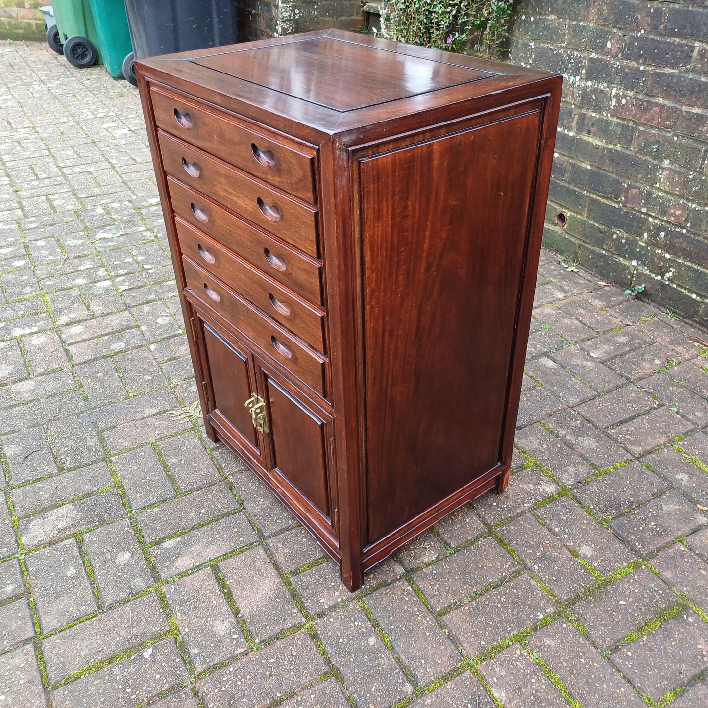 Vintage Chinese Oriental Style Silverware Cutlery Collectors Cabinet Drawers
