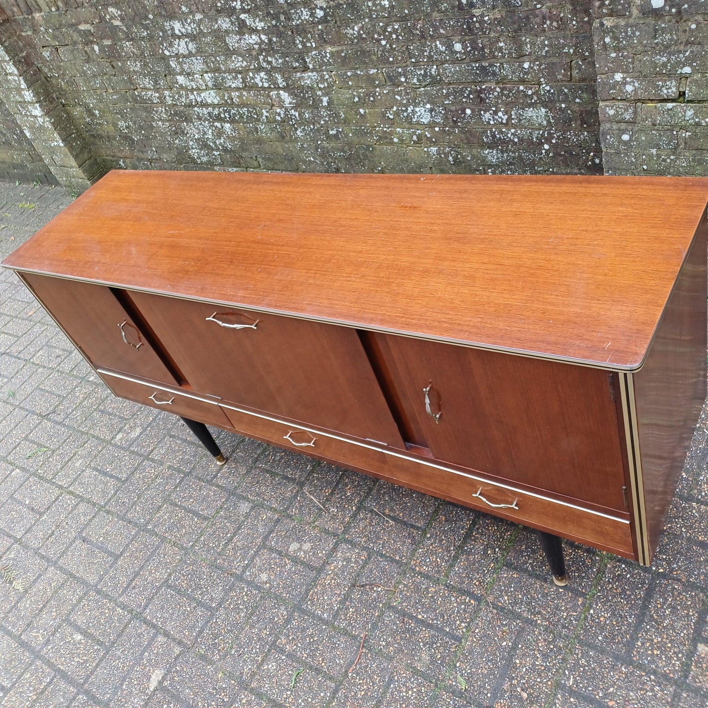 Mid-Century Vintage Retro French Cocktail Sideboard with Illuminated Bar Section FREE HAND Delivery.