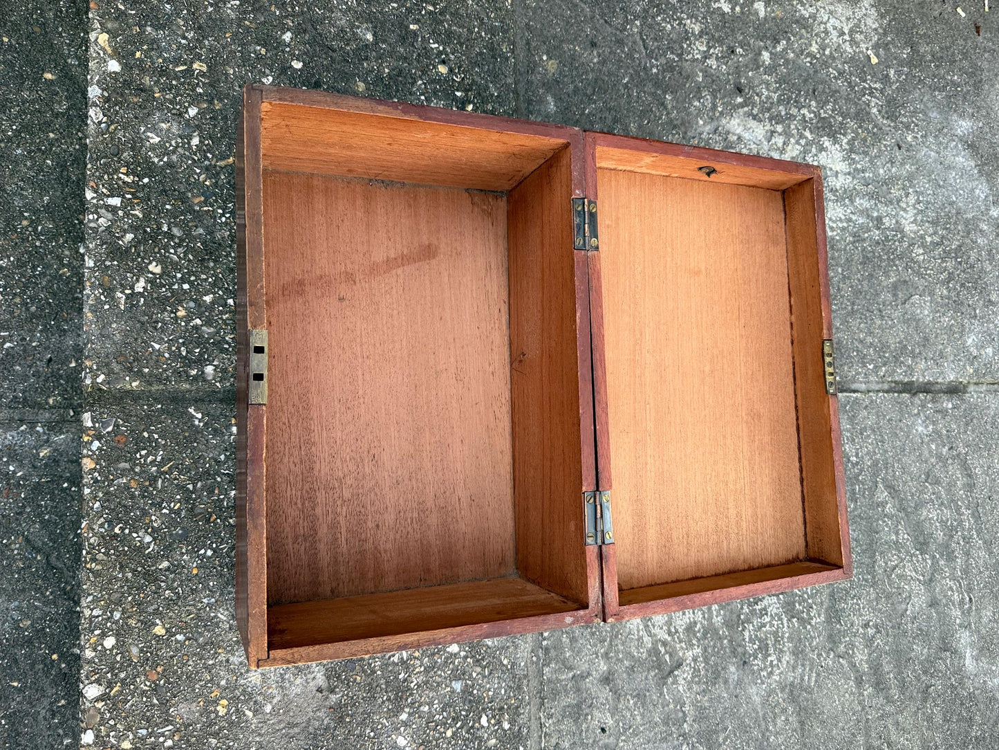 Small 1900s treasure chest, antique wooden box, nautical treasure box, vintage jewellery box, artist box - small 30cm x 20cm x 15cm