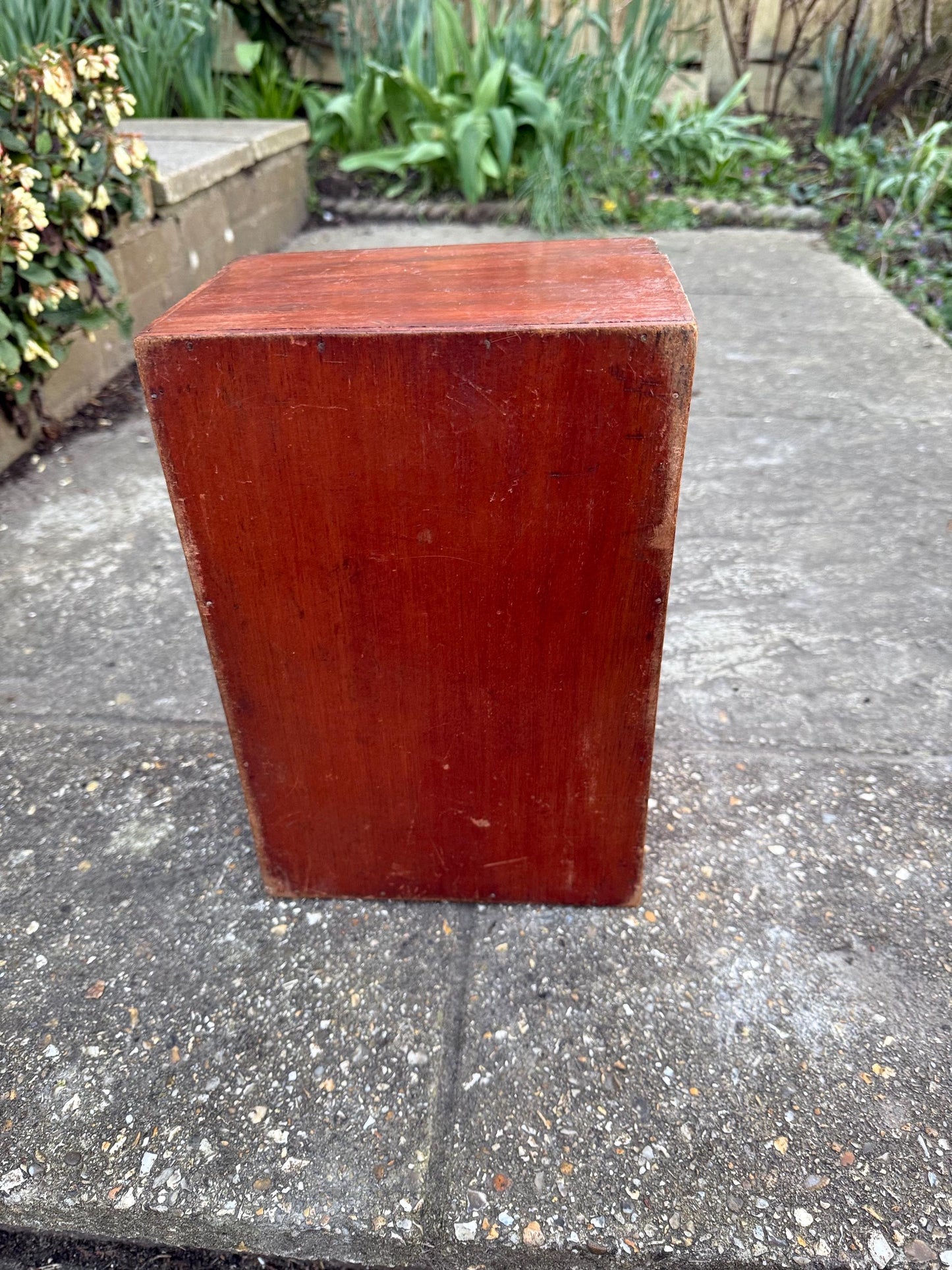 Small 1900s treasure chest, antique wooden box, nautical treasure box, vintage jewellery box, artist box - small 30cm x 20cm x 15cm