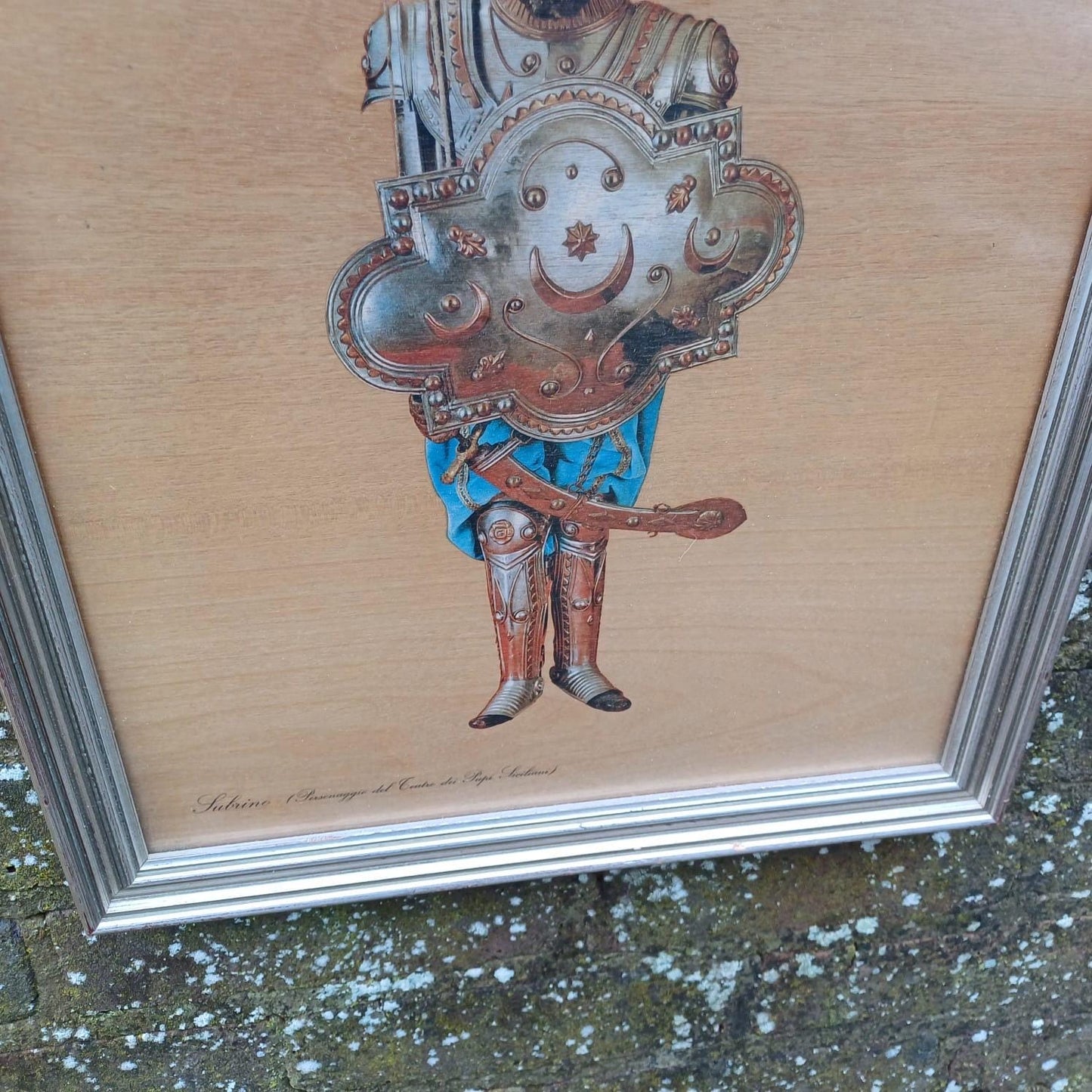 Vintage Opera dei Pupi, Sicilian Puppet, Print in Glazed vintage frame, Sabrino a warrior - vintage Sicilian Print, Puppet Print