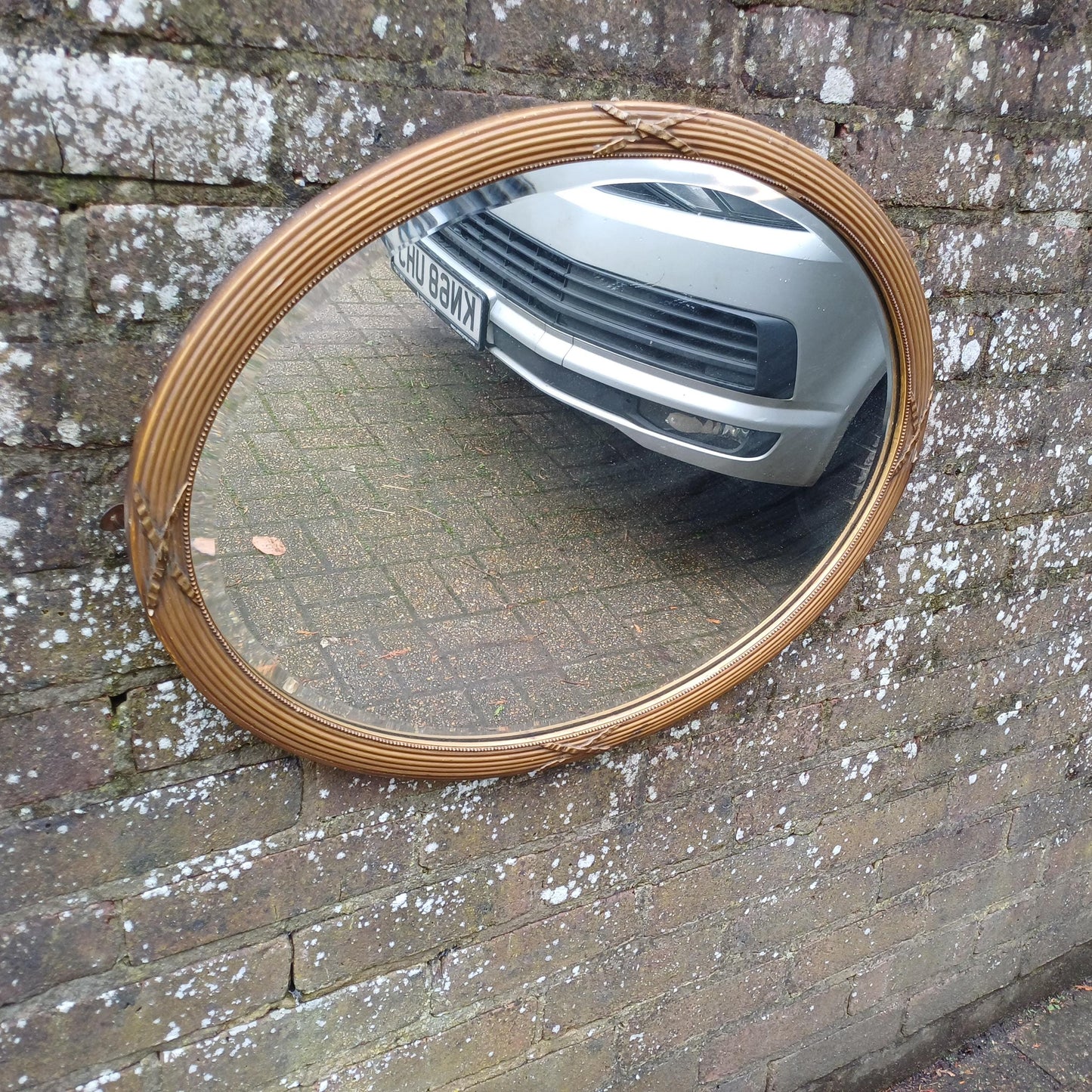 Pretty and Large Victorian Gold Gold Oval Decorative Wall Mirror