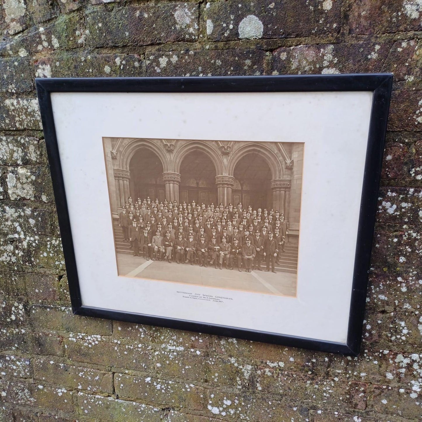 Antique Nottingham (volunteer) Police photograph from 1917, WW1 in black vintage glazed frame - large photo of Nottingham Special Constables