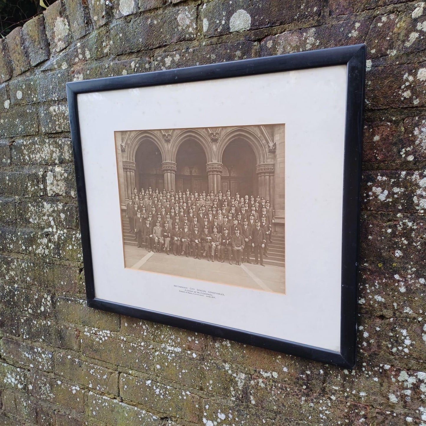 Antique Nottingham (volunteer) Police photograph from 1917, WW1 in black vintage glazed frame - large photo of Nottingham Special Constables