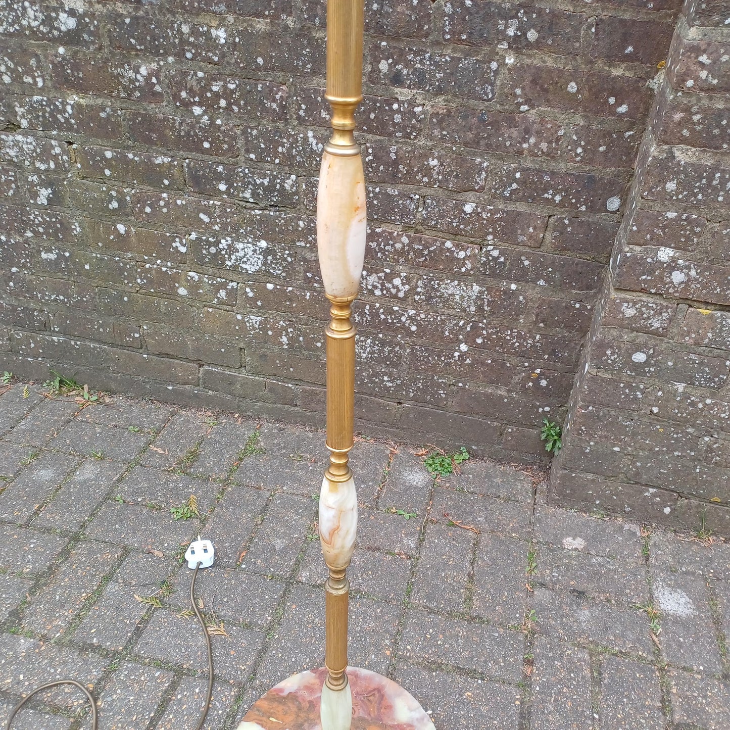 Vintage Retro 60s or 70s Onyx and Gold Working Standard Lamp with Original Shade PAT Tested.