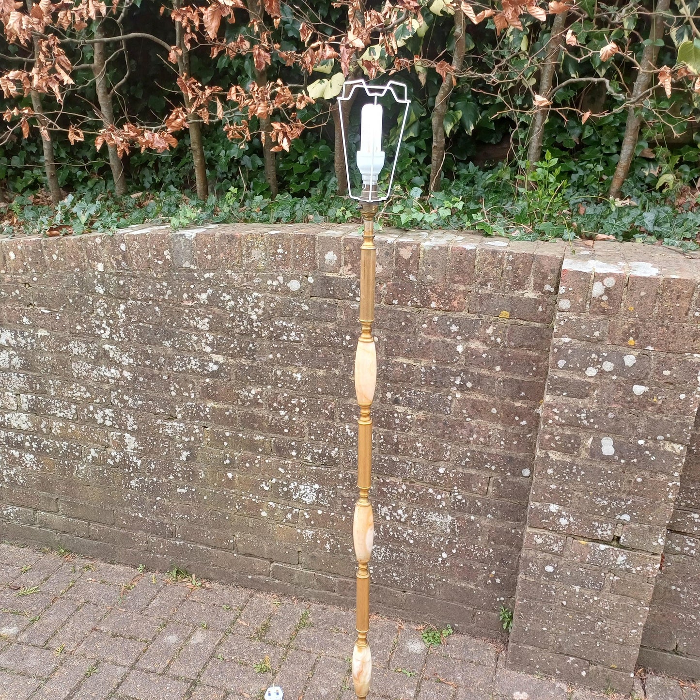 Vintage Retro 60s or 70s Onyx and Gold Working Standard Lamp with Original Shade PAT Tested.