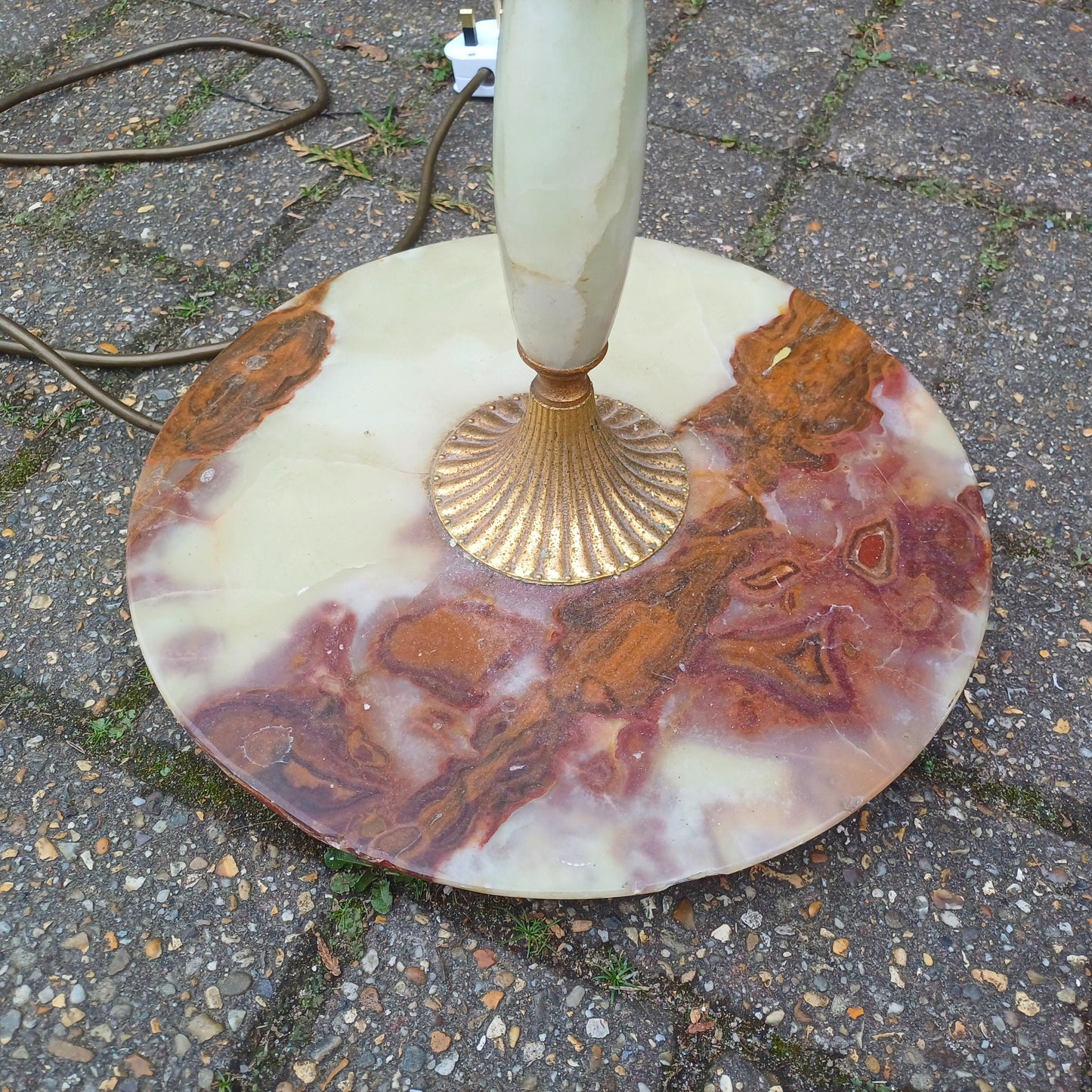 Vintage Retro 60s or 70s Onyx and Gold Working Standard Lamp with Original Shade PAT Tested.