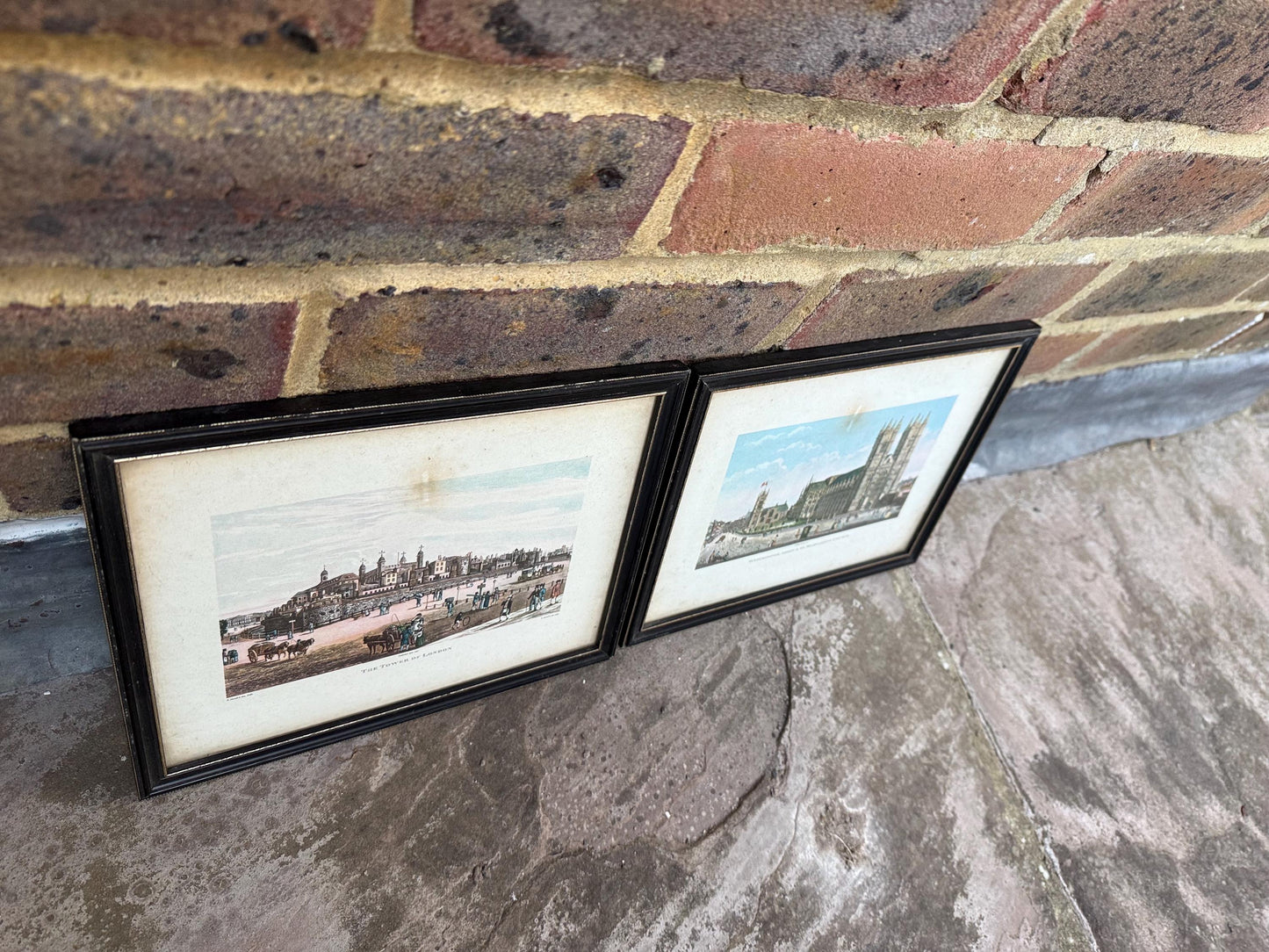 London Scenes – vintage colour aquatint prints by Havel & Sons, The Tower of London and Westminster Abbey, St Margaret’s Church, – 1800s