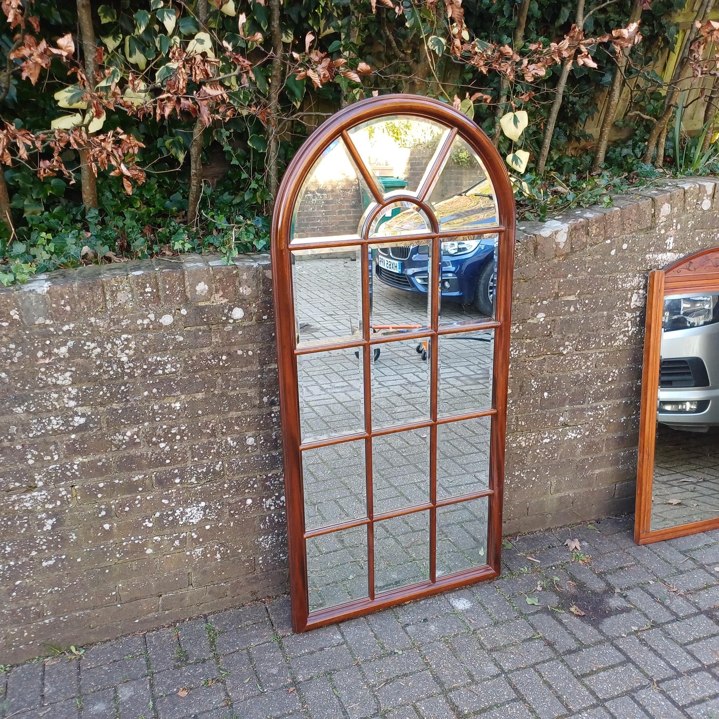 Huge Imposing Vintage Style Solid Mahogany Mirror – Bevelled Glass, Exceptional Quality 169 x 81 cm FREE HAND Delivery 16 Bevel Glass Panels