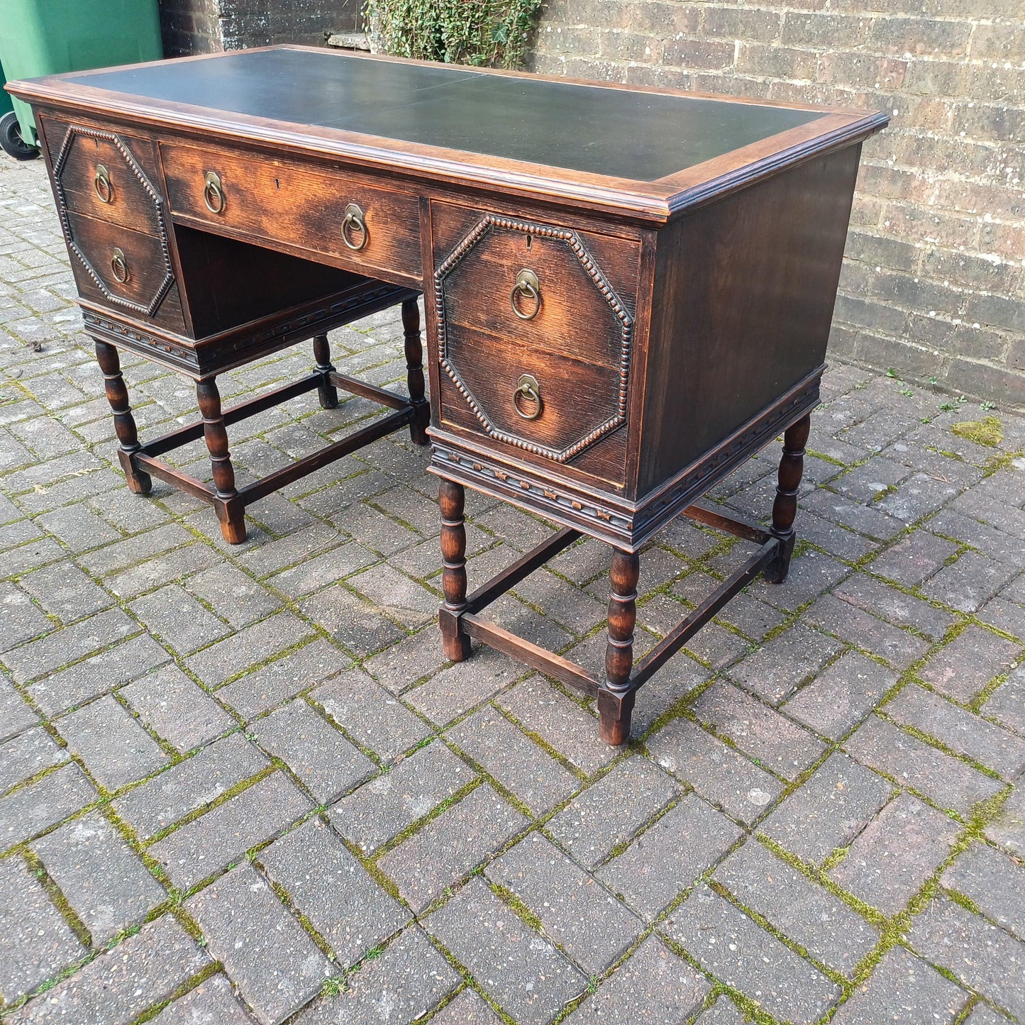 Large Vintage Antique Solid Oak Desk 5 Drawers Top Quality FREE HAND Delivery