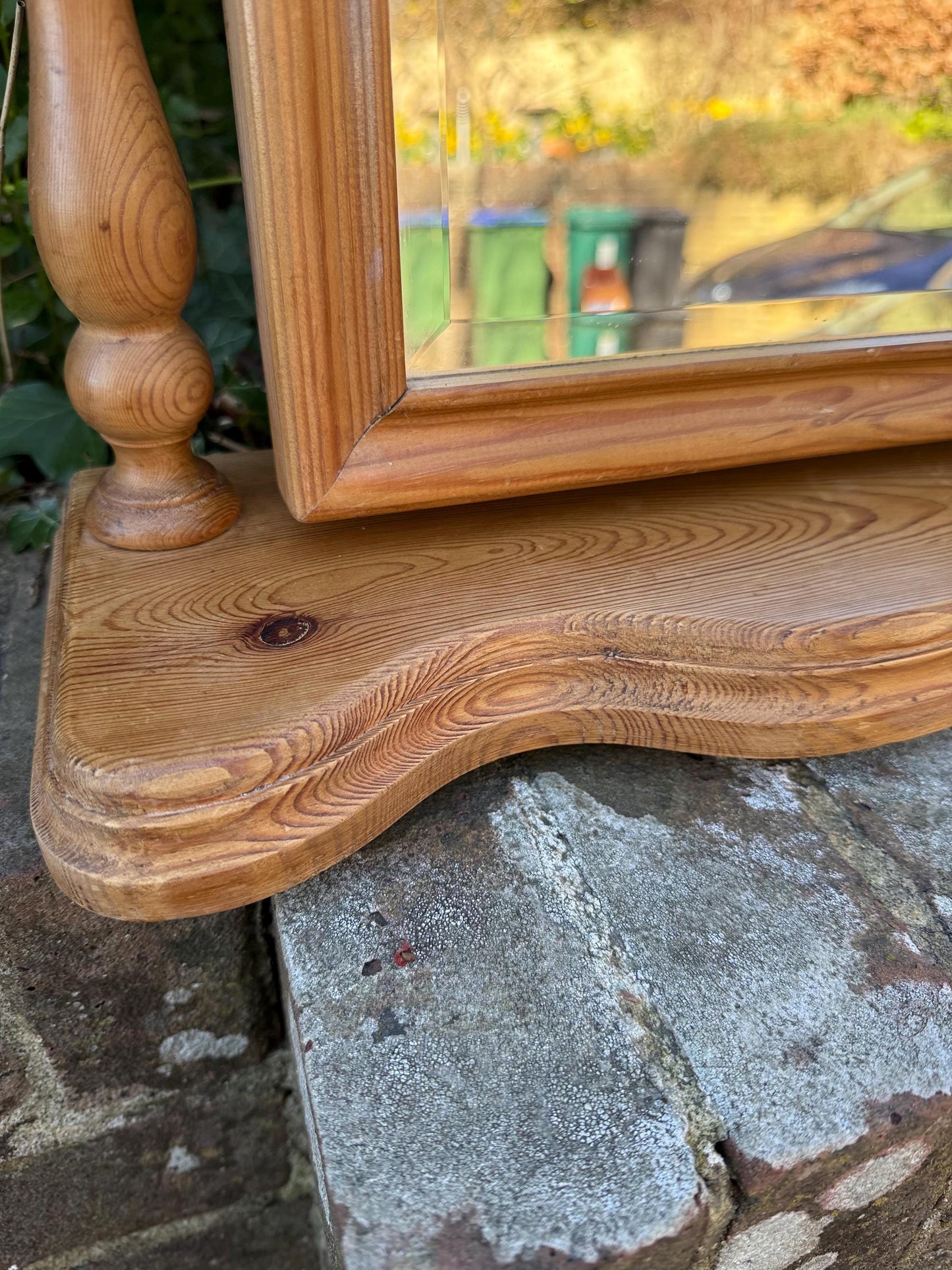 Rare vintage pine swing mirror - great quality, 1980s mirror, smaller mirror, bedroom swing mirror, pine vintage swing mirror