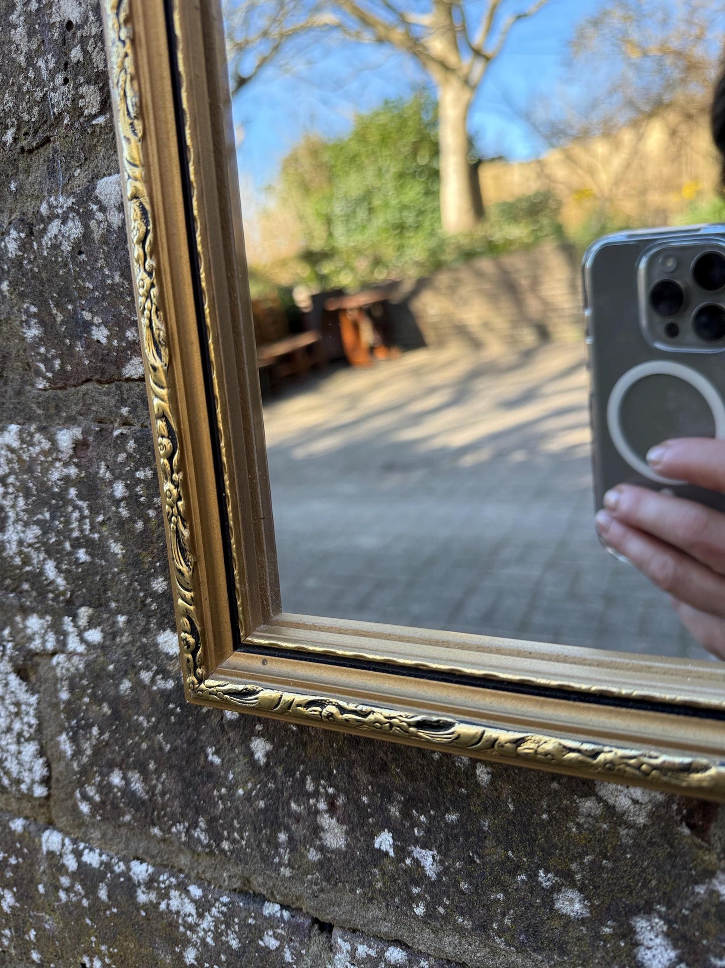 Small Vintage 70s Gilt Framed Mirror - vgc